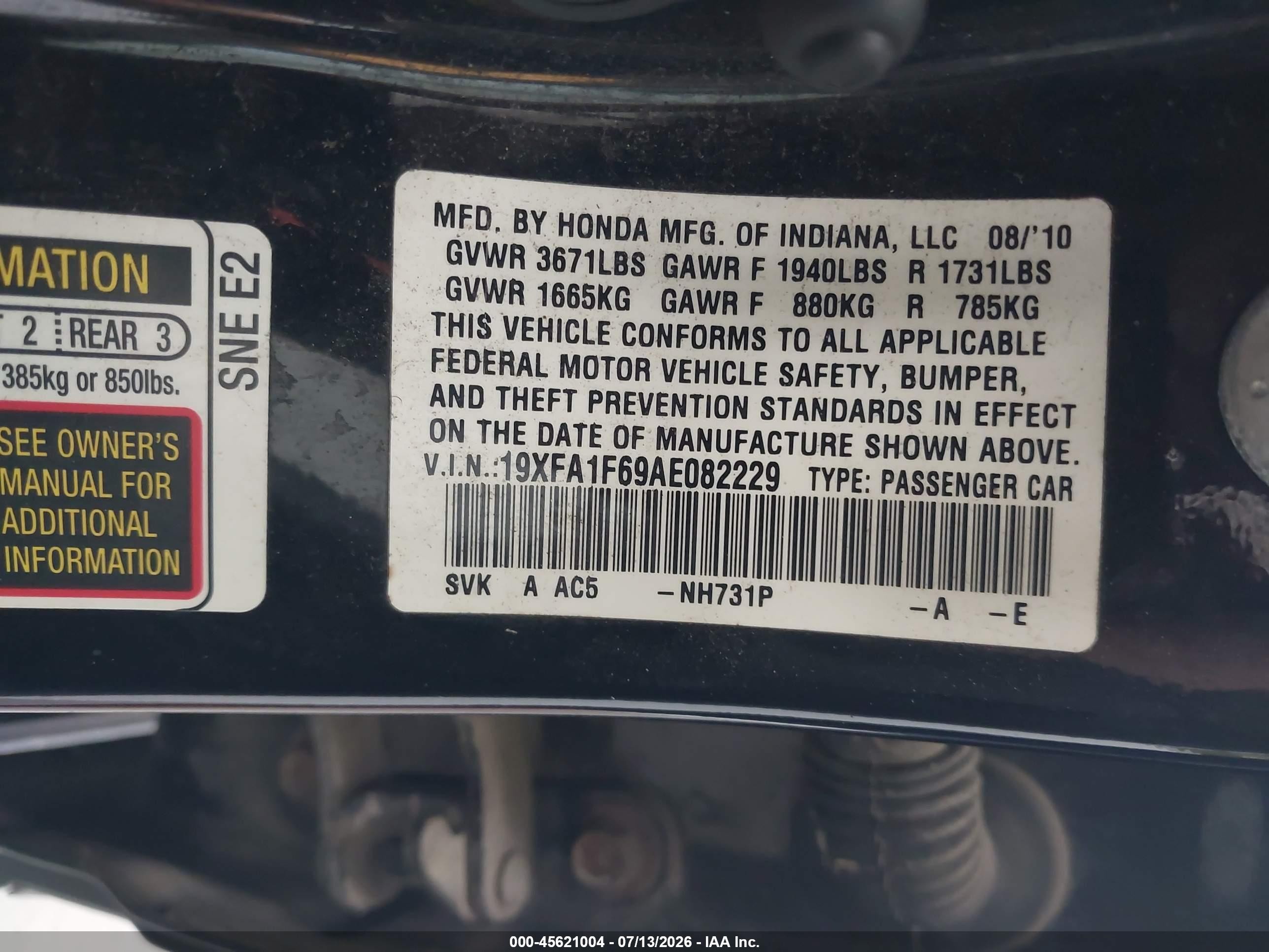 2010 Honda Civic Lx-s Black vin: 19XFA1F69AE082229