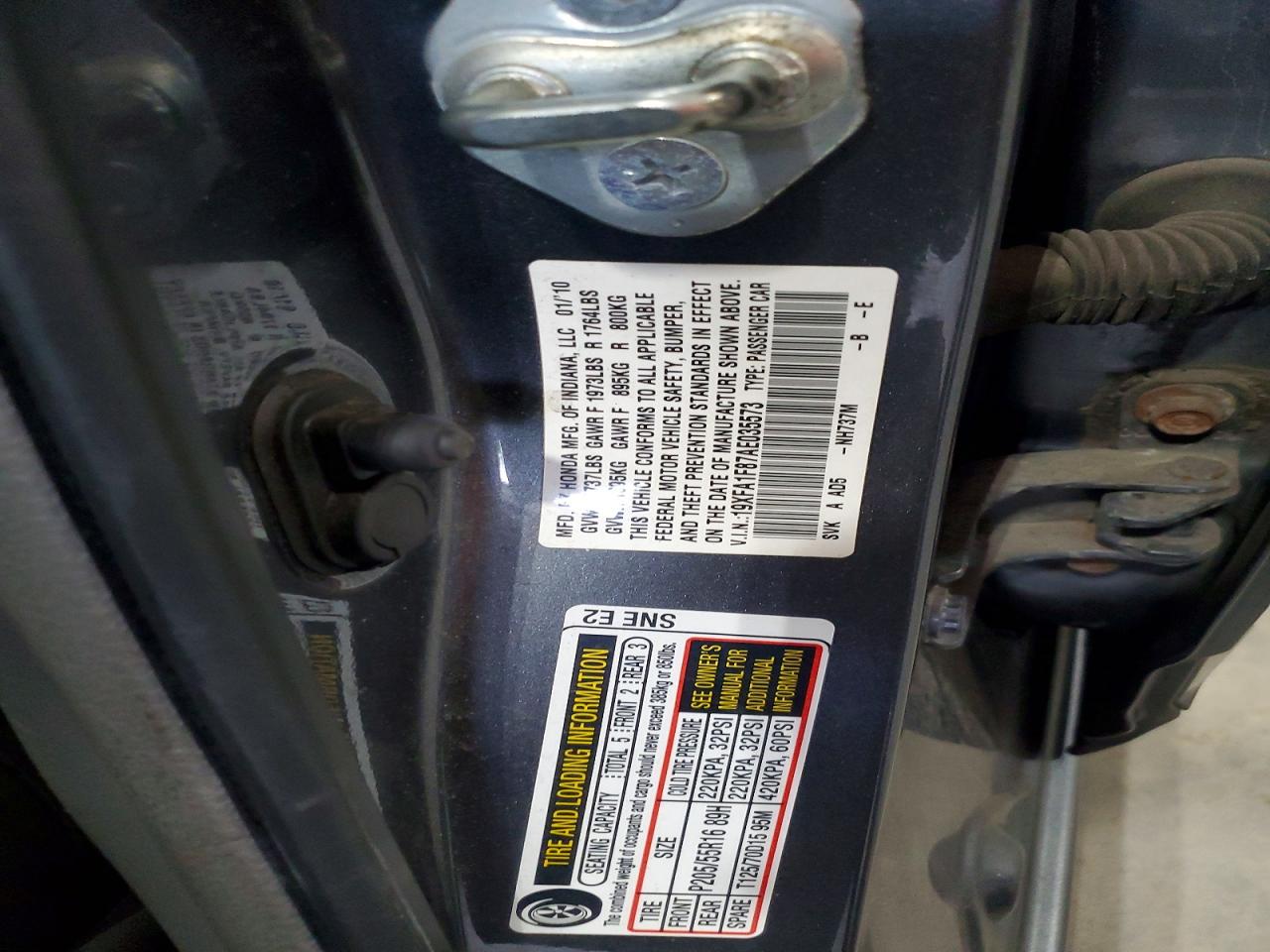 2010 Honda Civic Ex Gray vin: 19XFA1F87AE035573