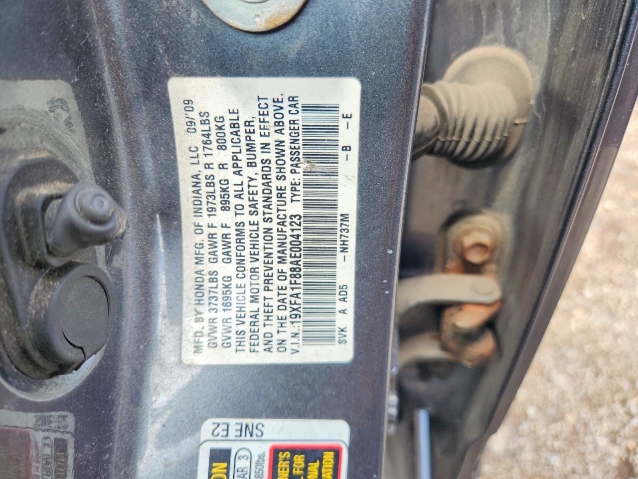 2010 Honda Civic Ex Gray vin: 19XFA1F88AE004123