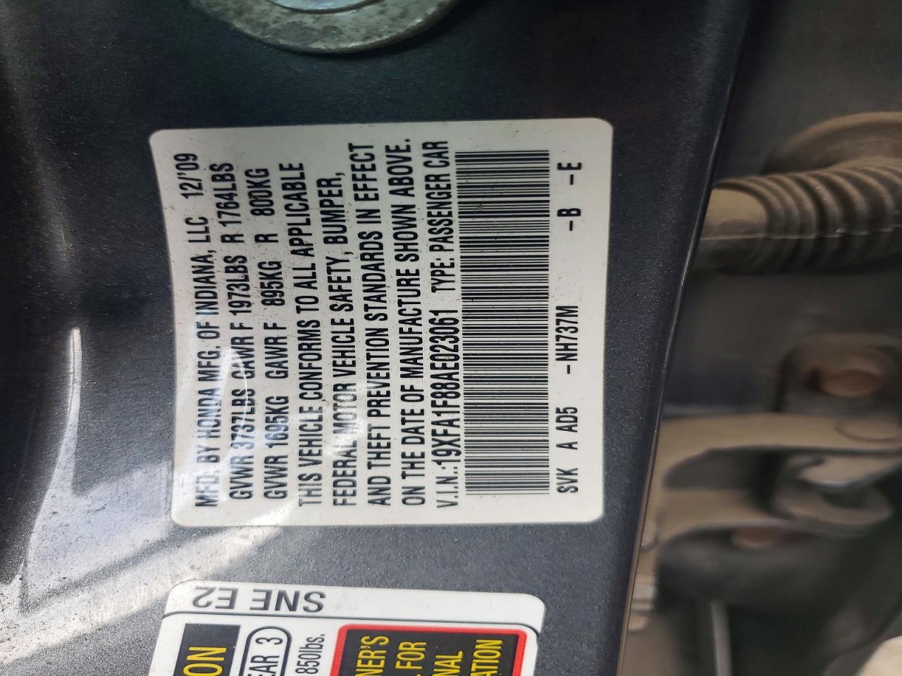 2010 Honda Civic Ex Gray vin: 19XFA1F88AE023061
