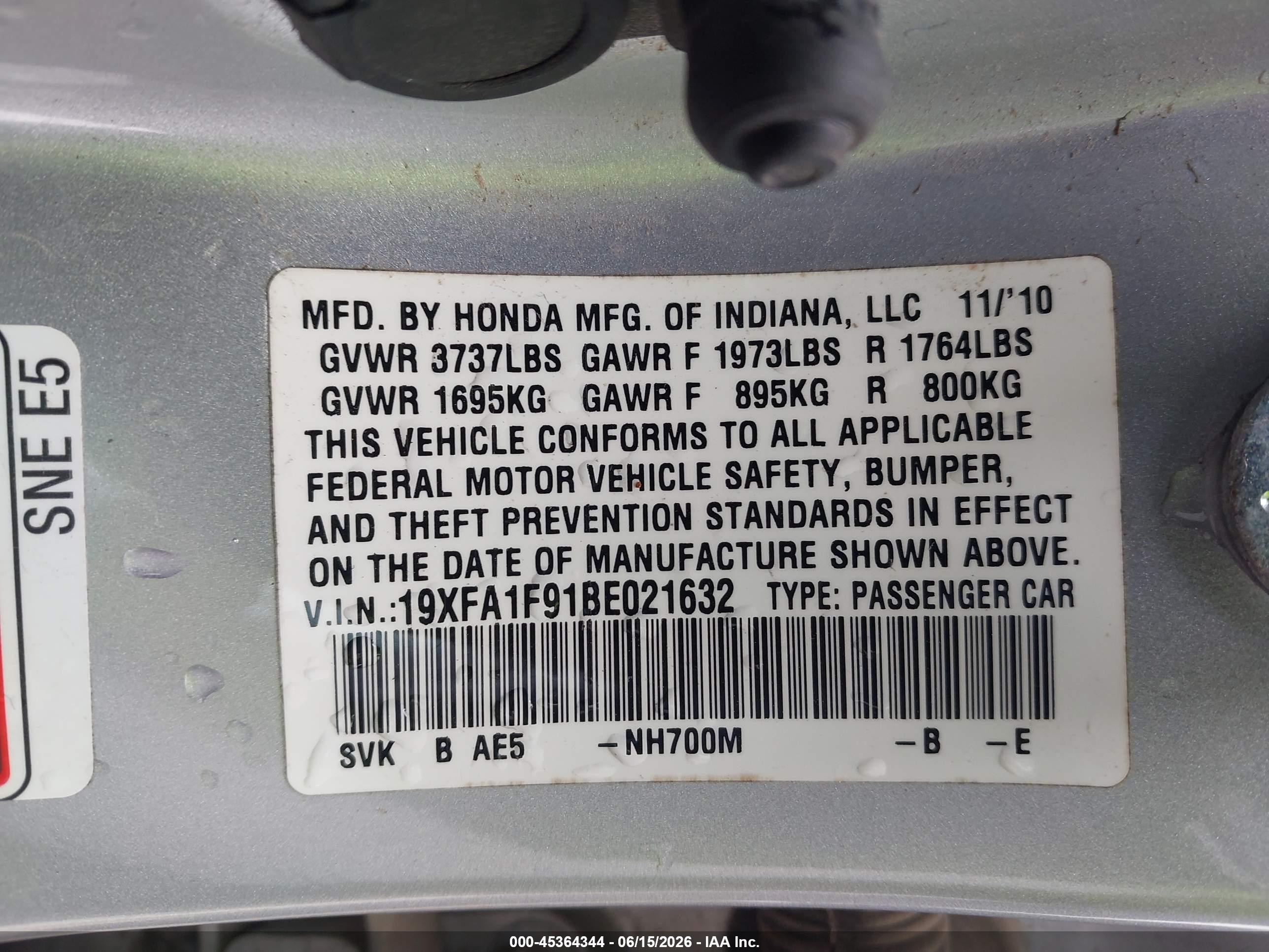 2011 Honda Civic Ex-l Silver vin: 19XFA1F91BE021632