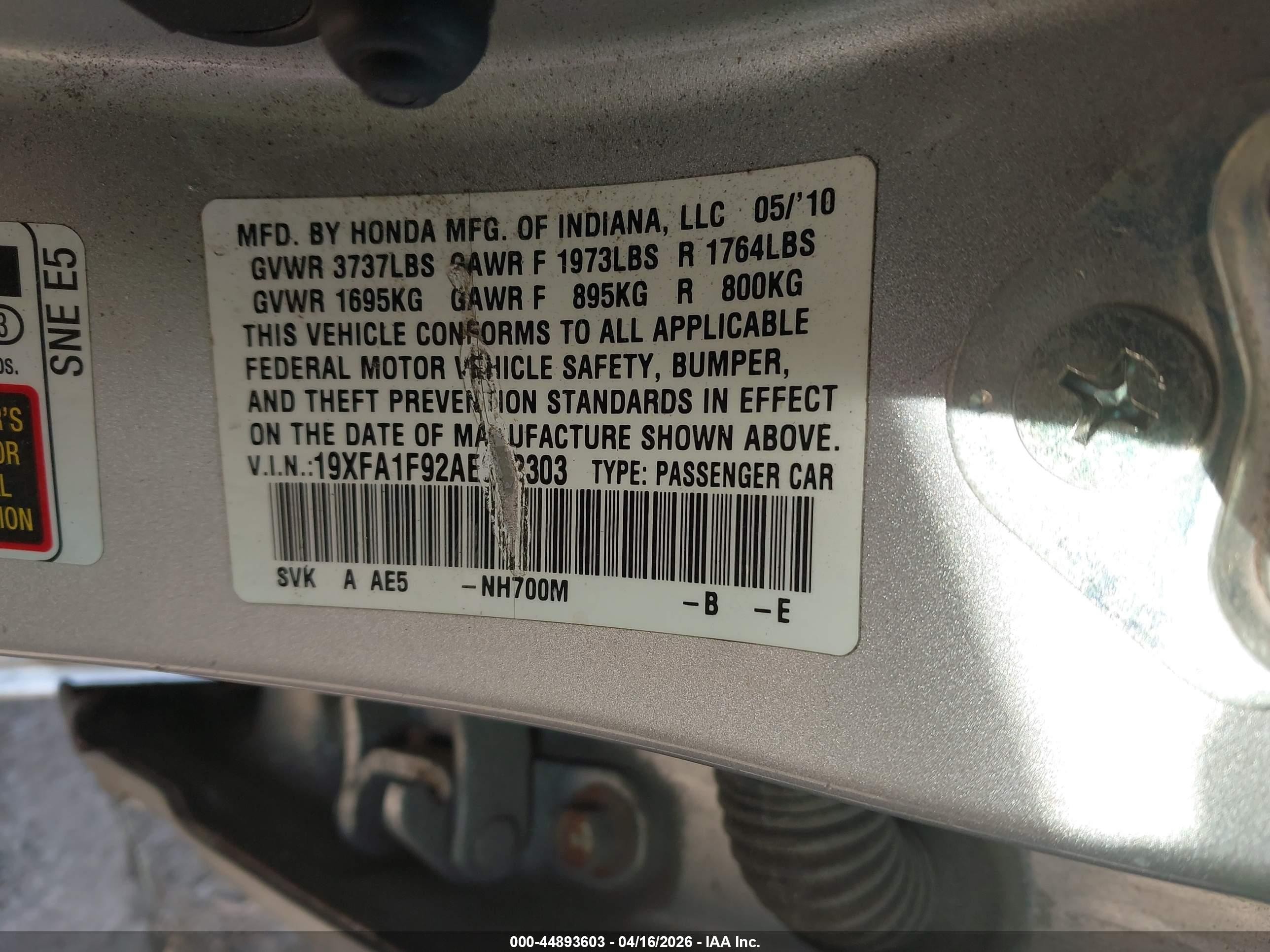 2010 Honda Civic Ex-l Silver vin: 19XFA1F92AE062303