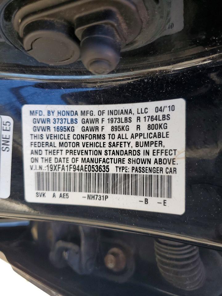 2010 Honda Civic Exl Black vin: 19XFA1F94AE053635