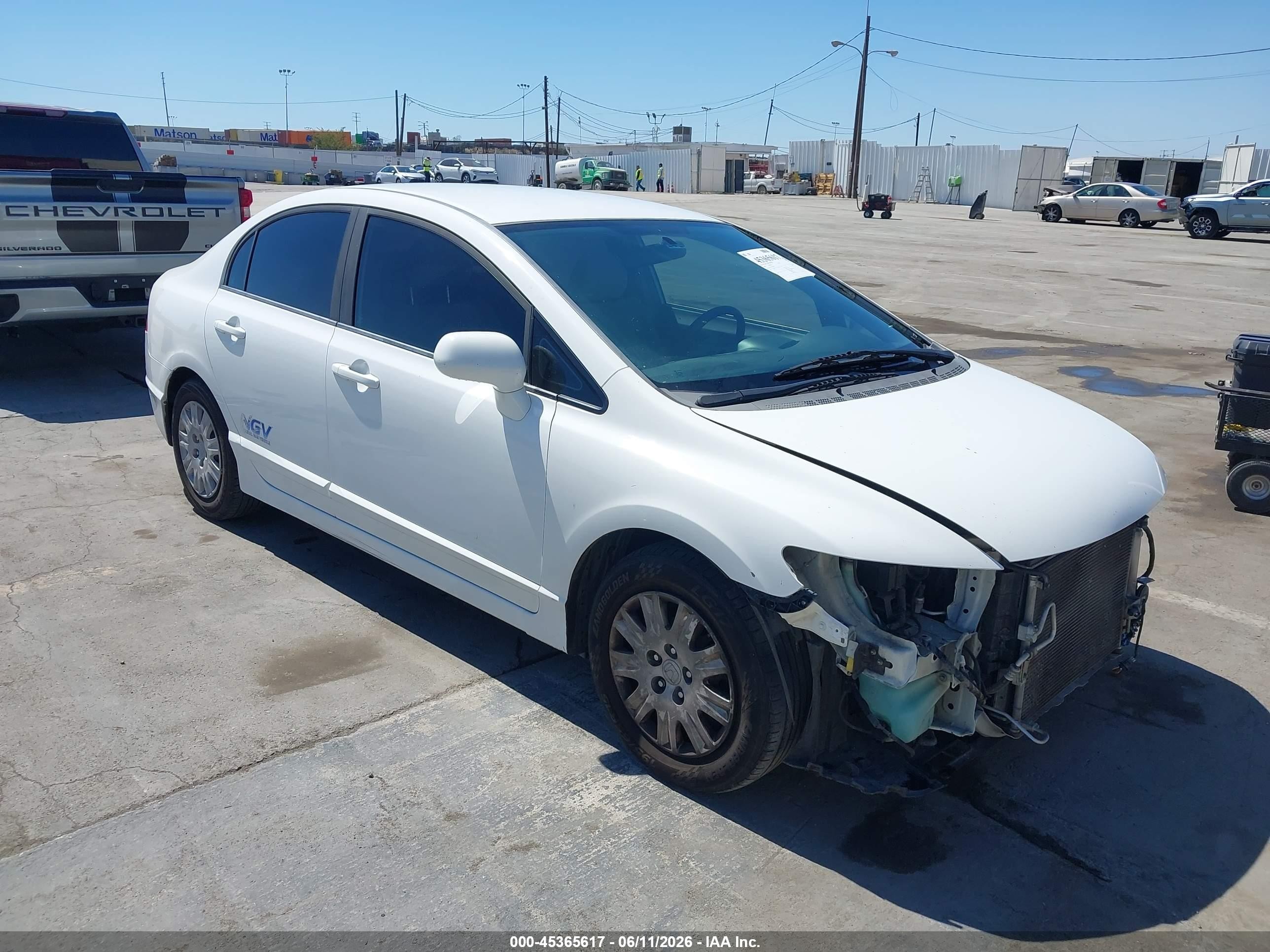 2009 Honda Civic Gx White vin: 19XFA46549E000055