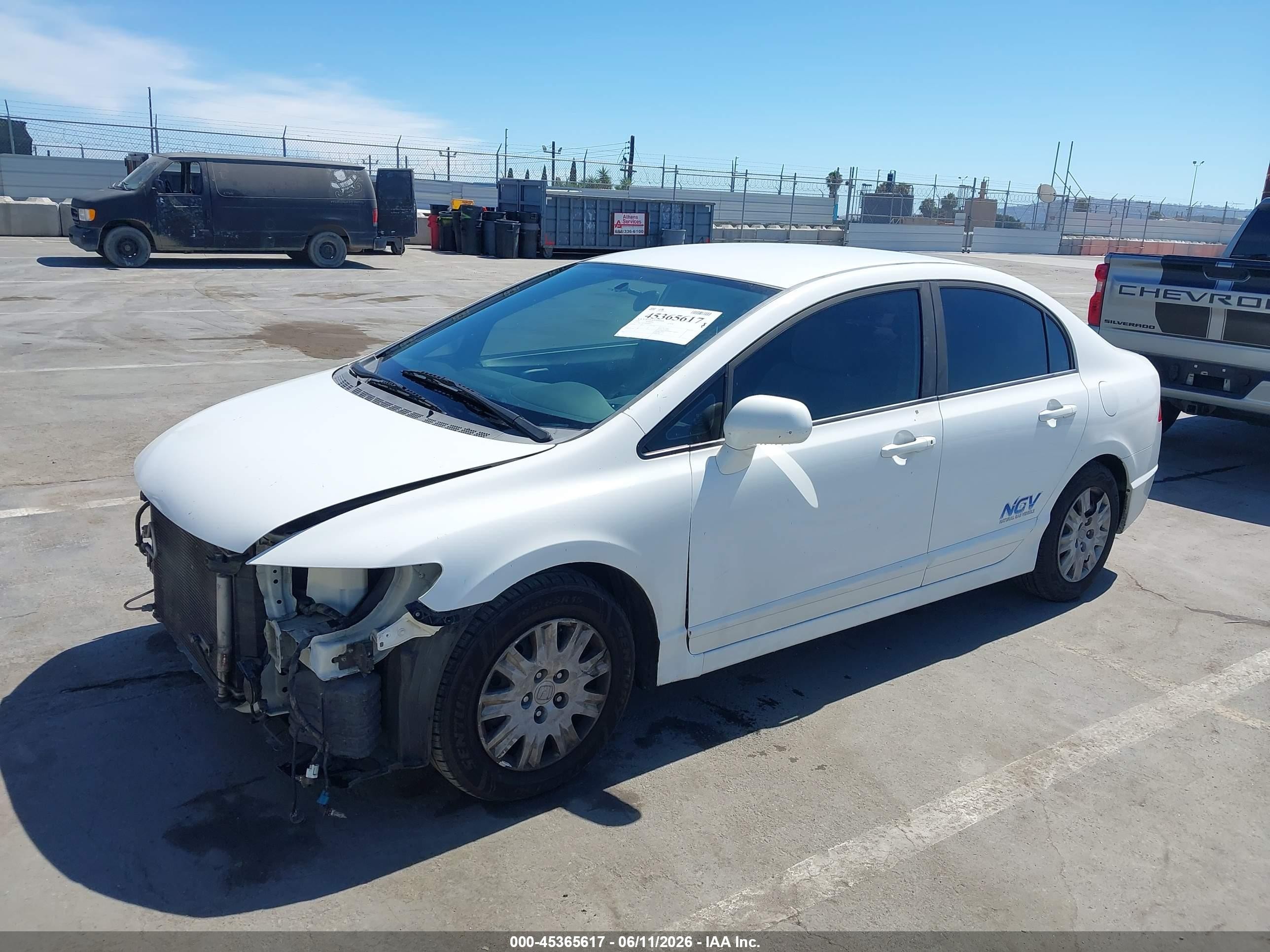 2009 Honda Civic Gx White vin: 19XFA46549E000055