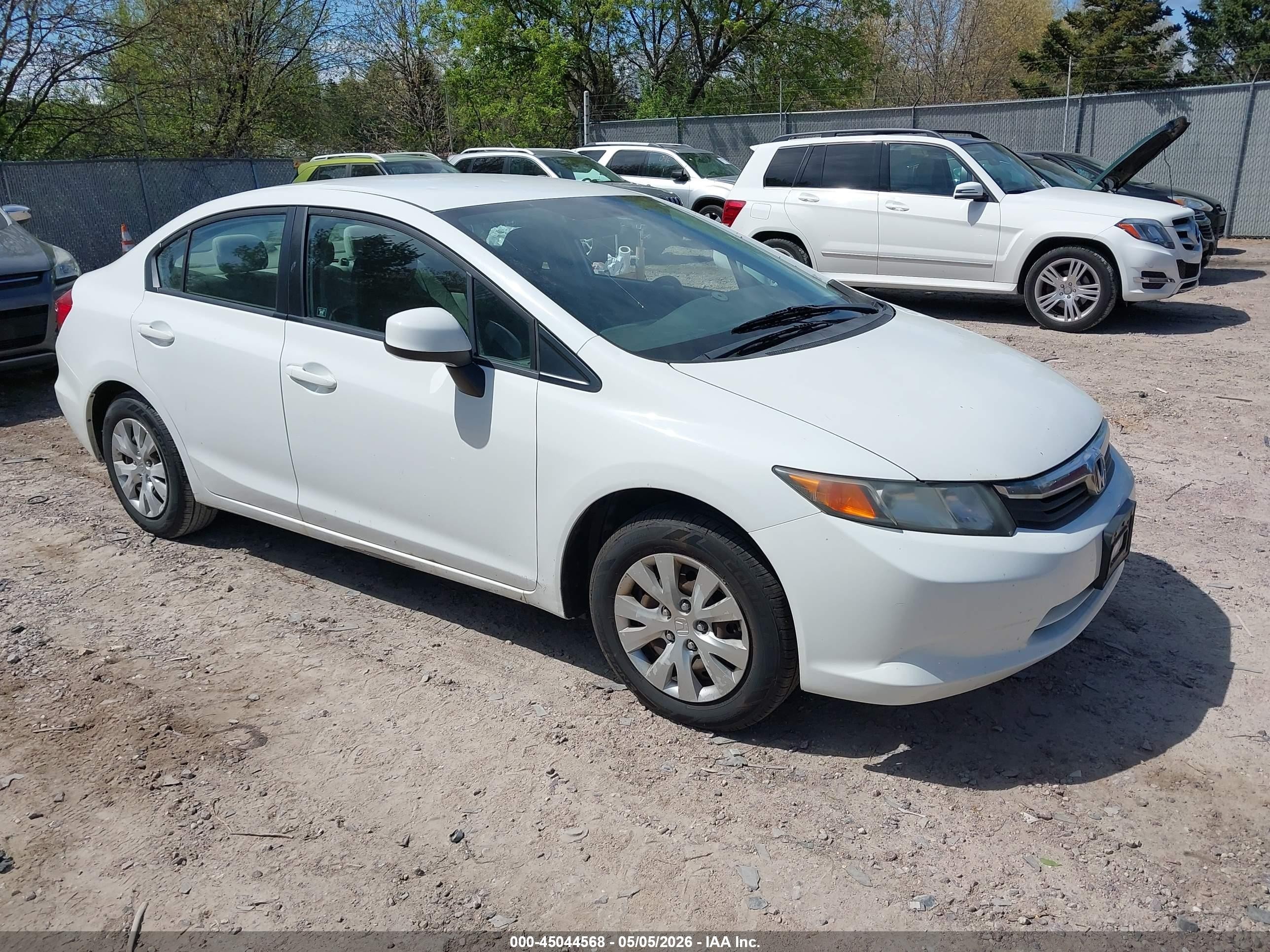 2012 Honda Civic Lx White vin: 19XFB2E51CE002288