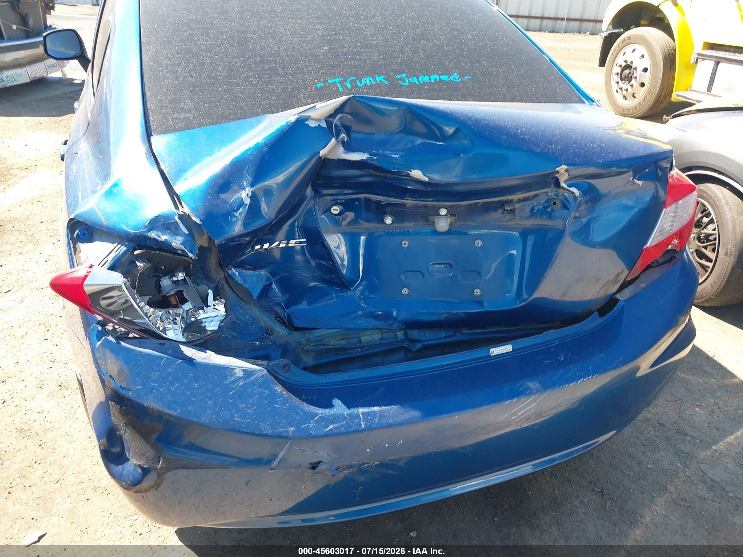 2012 Honda Civic Lx Blue vin: 19XFB2E52CE029998