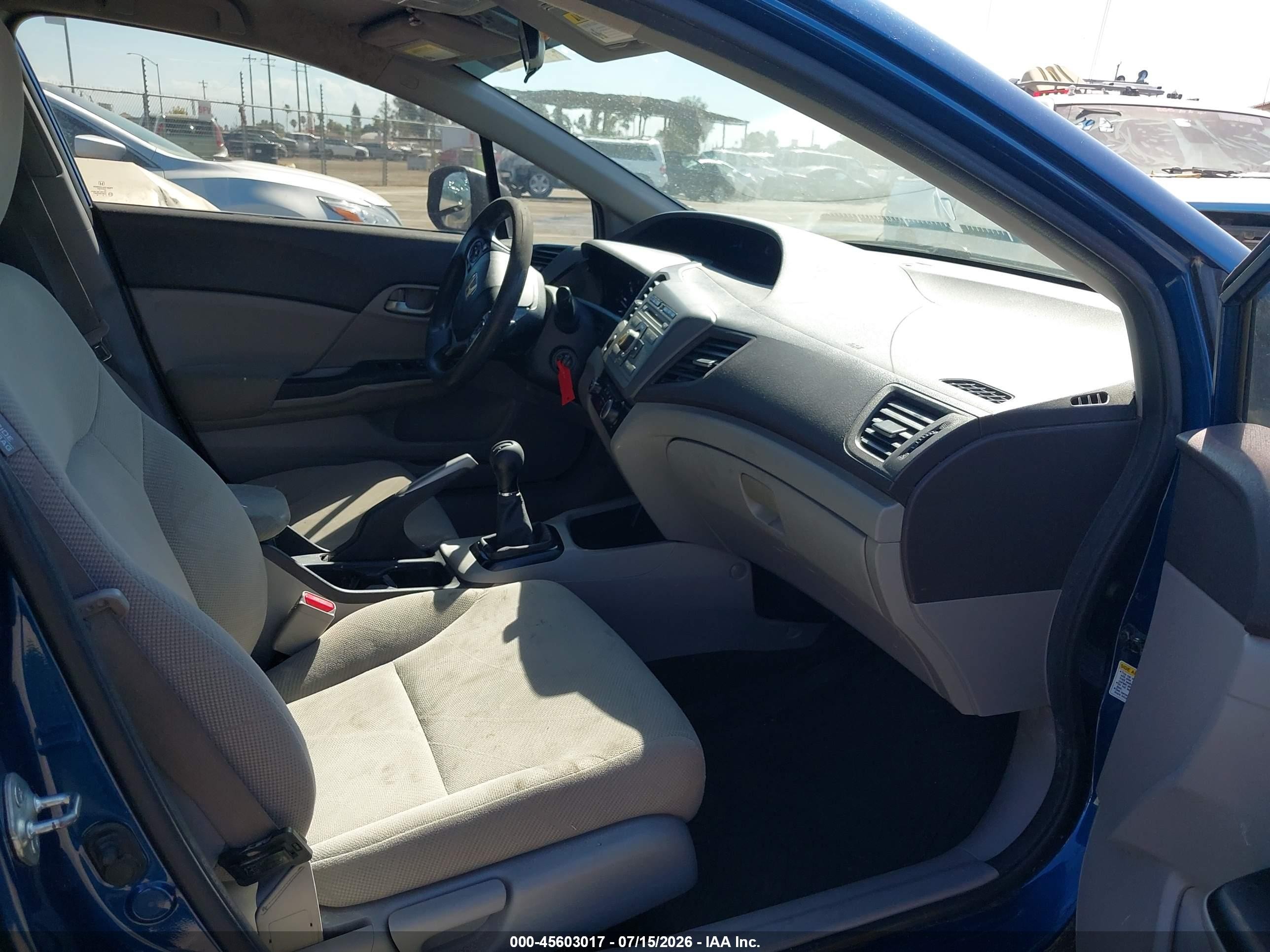 2012 Honda Civic Lx Blue vin: 19XFB2E52CE029998
