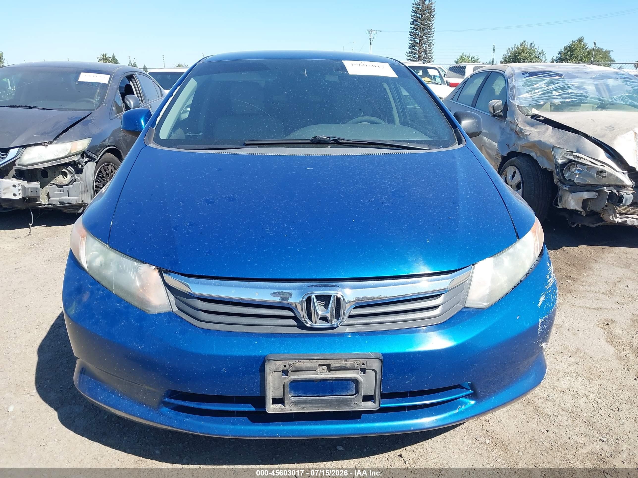 2012 Honda Civic Lx Blue vin: 19XFB2E52CE029998