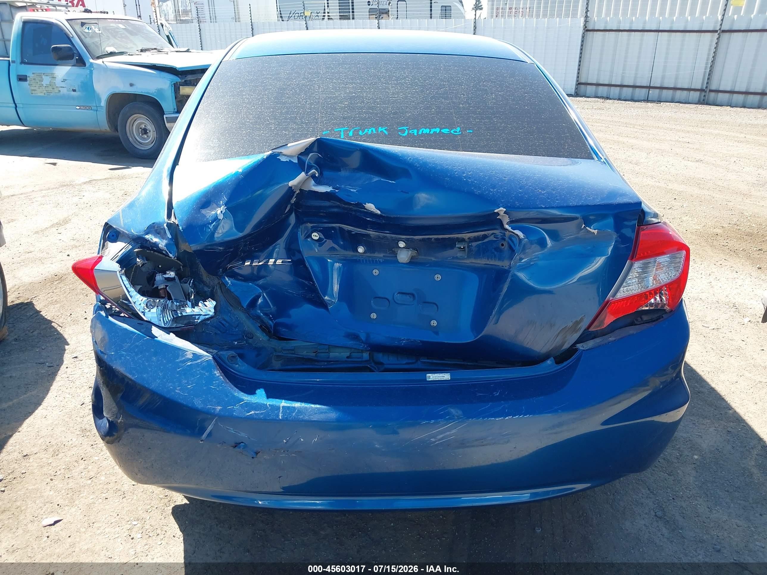 2012 Honda Civic Lx Blue vin: 19XFB2E52CE029998