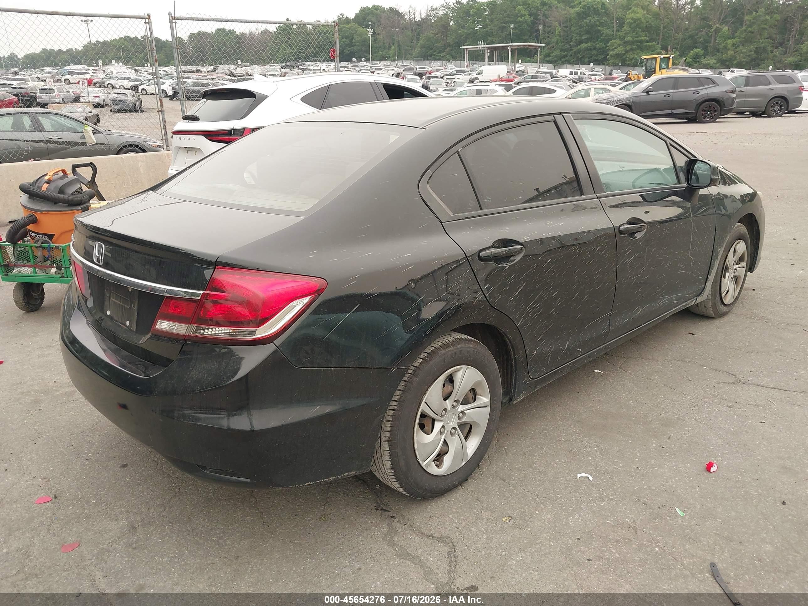 2013 Honda Civic Lx Black vin: 19XFB2E53DE069749
