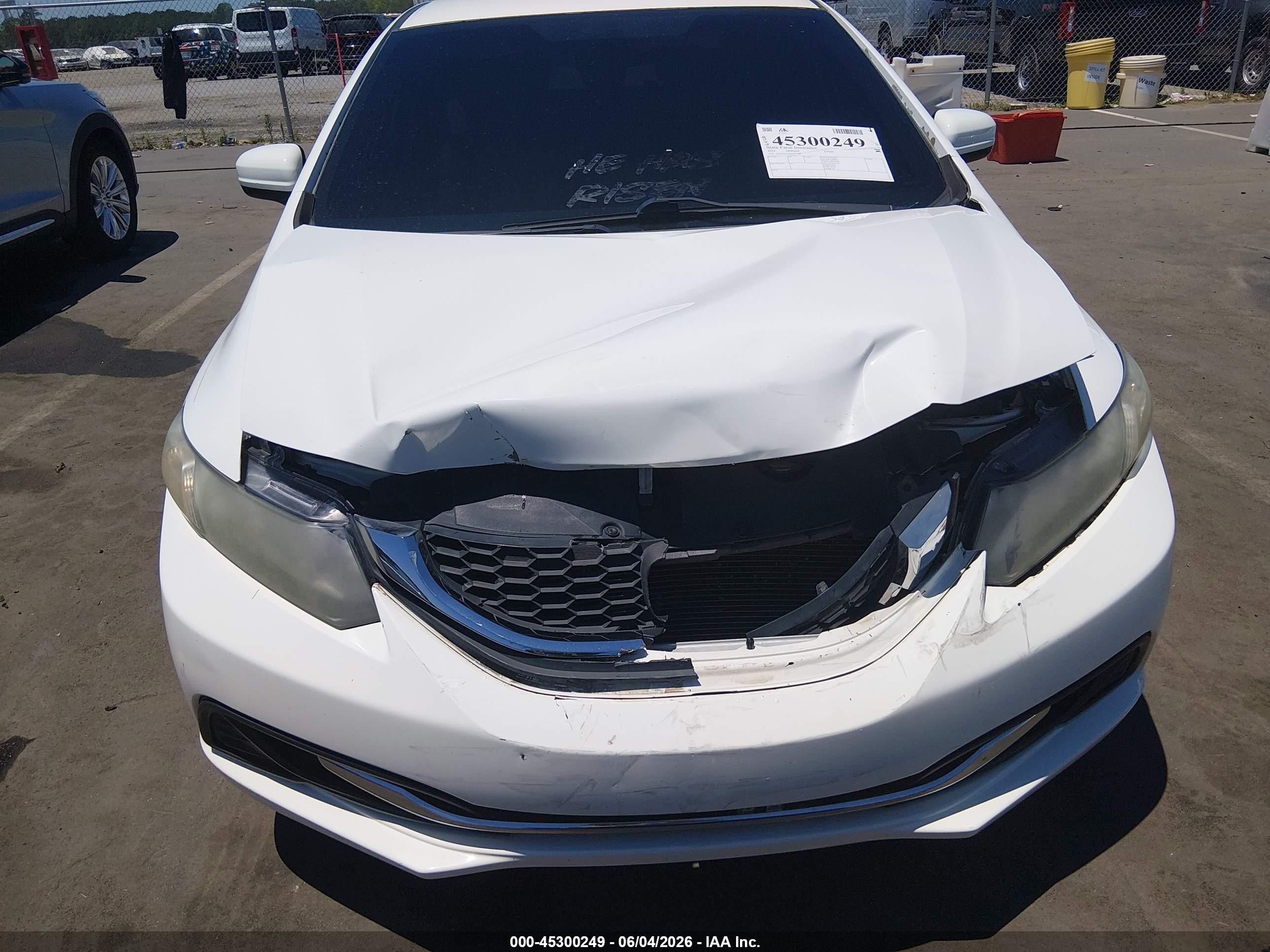 2014 Honda Civic Lx White vin: 19XFB2E53EE037188