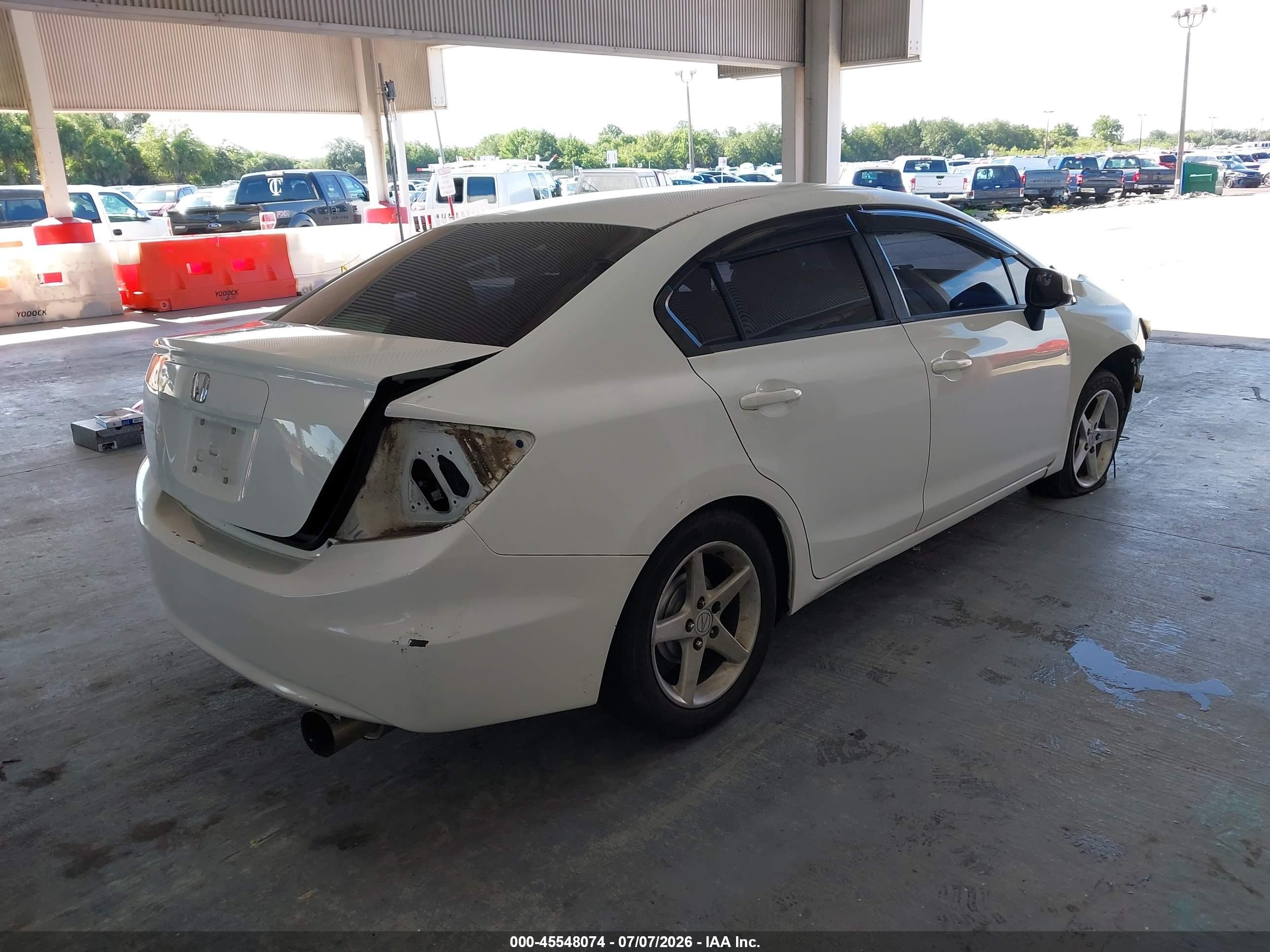 2012 Honda Civic Lx White vin: 19XFB2E54CE005069