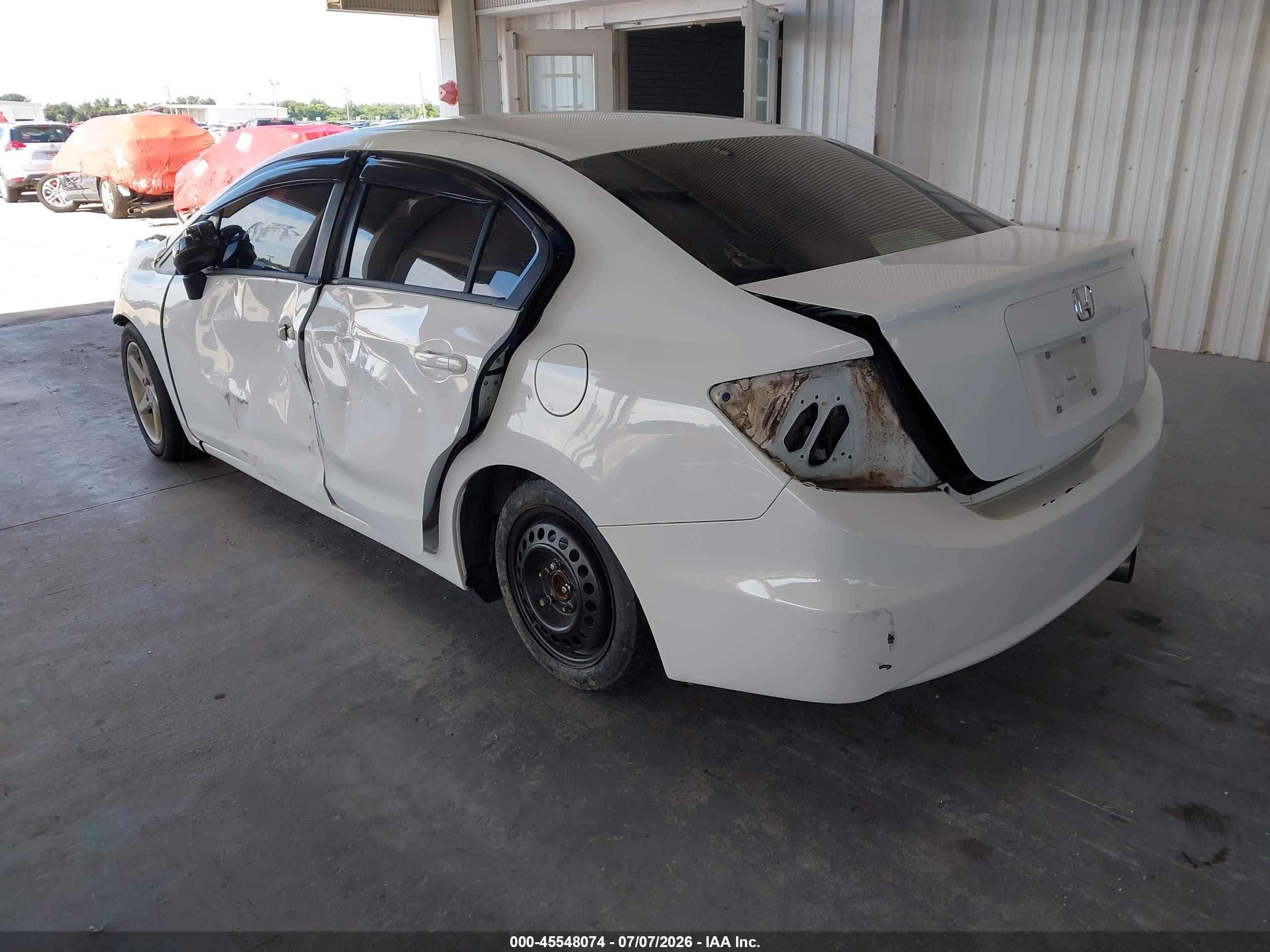 2012 Honda Civic Lx White vin: 19XFB2E54CE005069