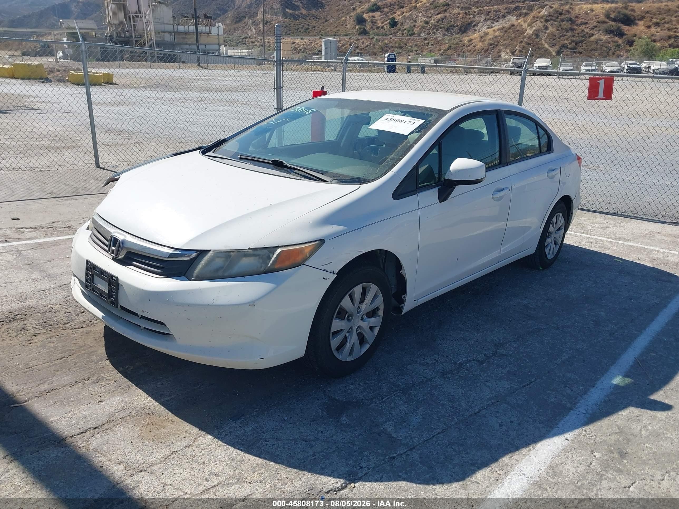 2012 Honda Civic Lx White vin: 19XFB2E56CE005073