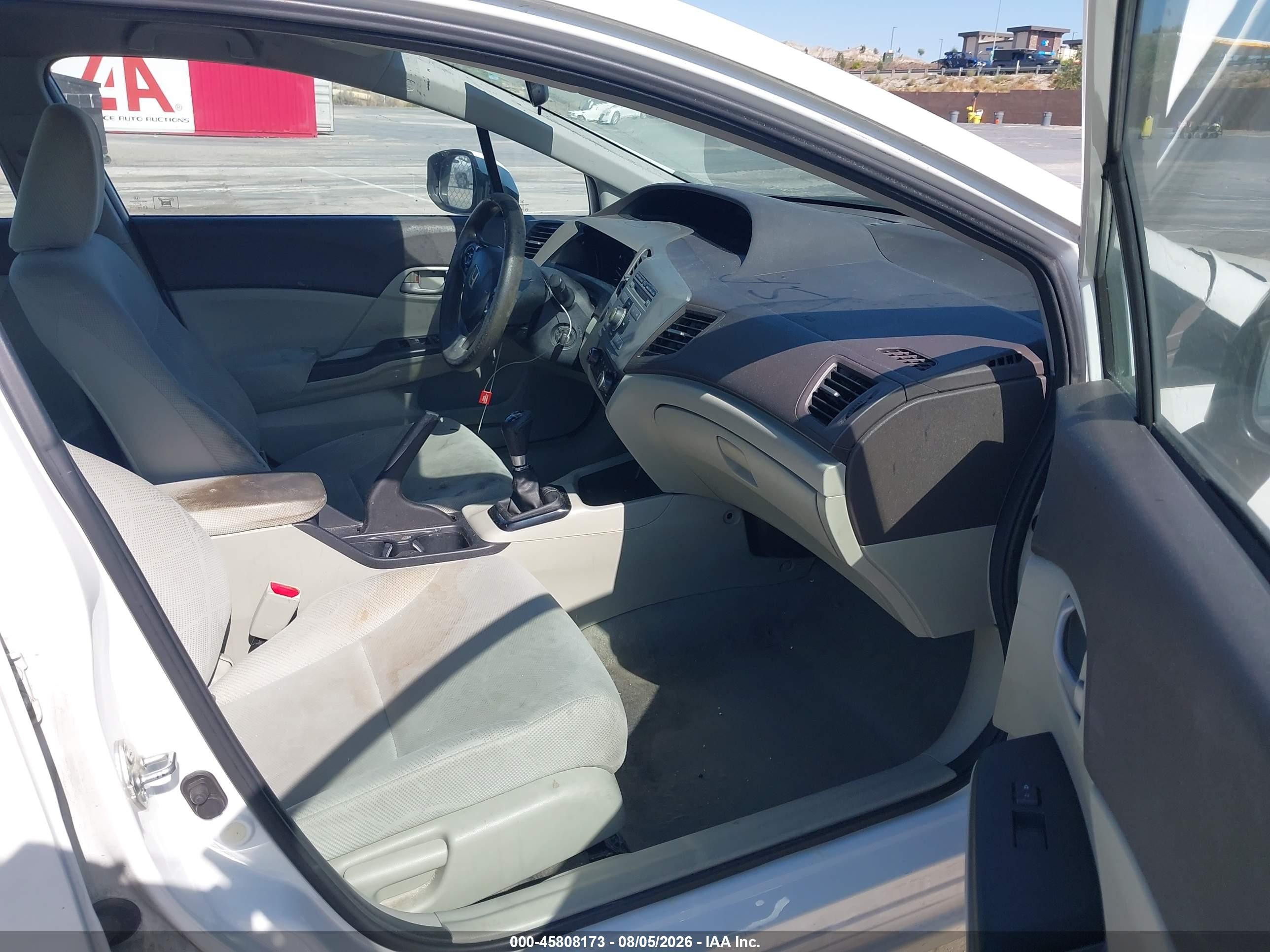 2012 Honda Civic Lx White vin: 19XFB2E56CE005073