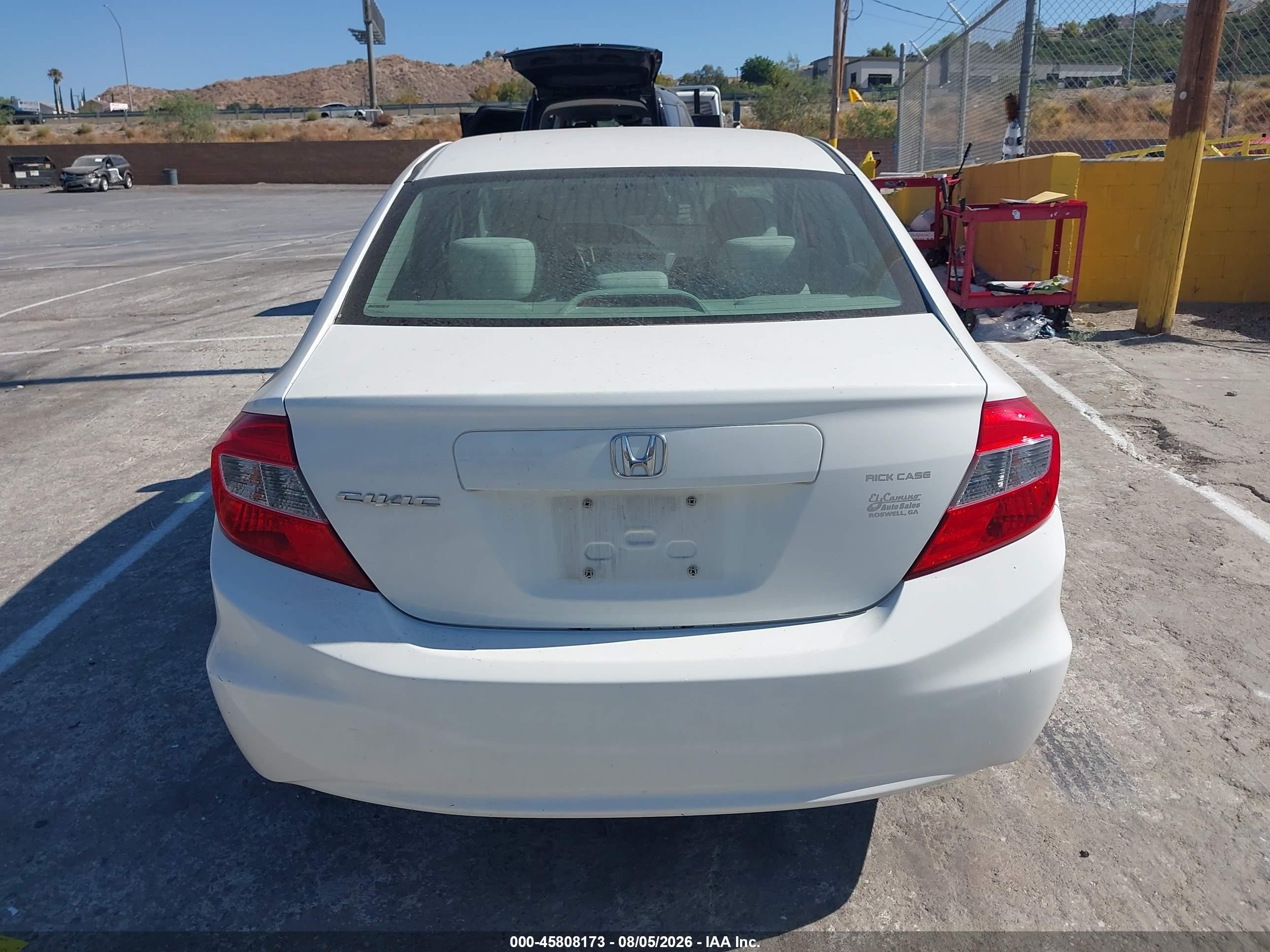 2012 Honda Civic Lx White vin: 19XFB2E56CE005073
