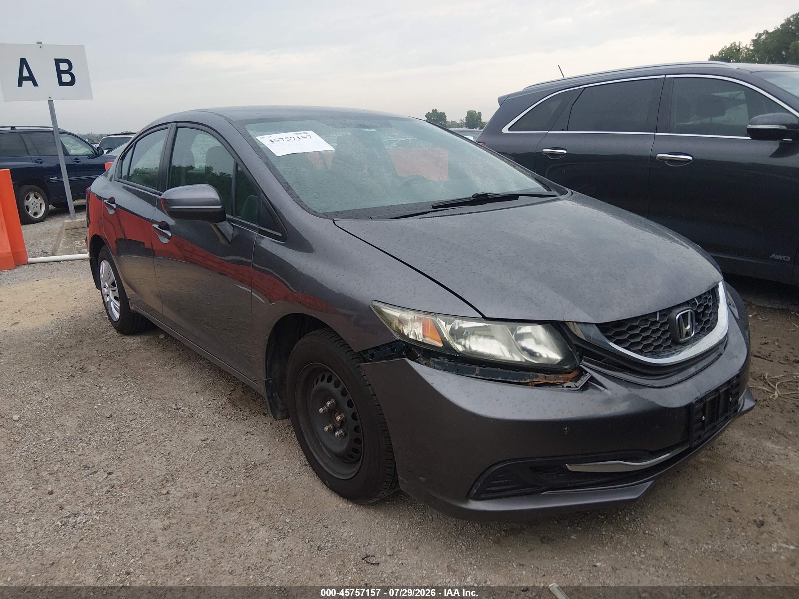 2014 Honda Civic Lx Gray vin: 19XFB2E56EE001897