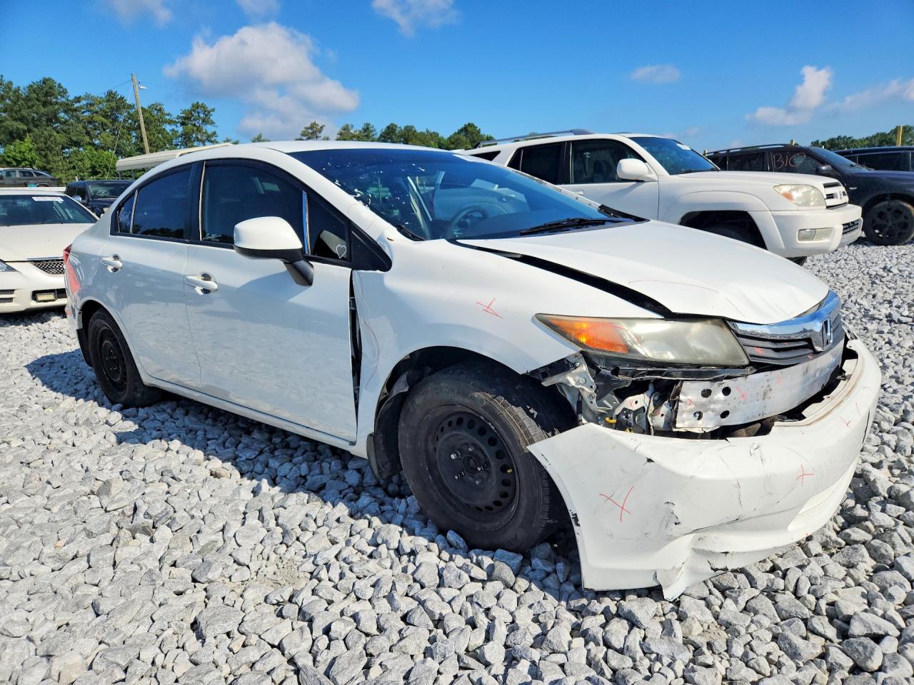2012 Hond Civic Lx White vin: 19XFB2E57CE060650