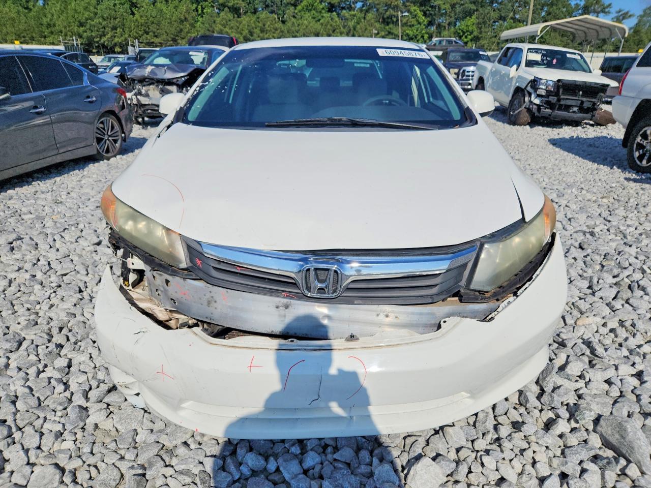 2012 Hond Civic Lx White vin: 19XFB2E57CE060650
