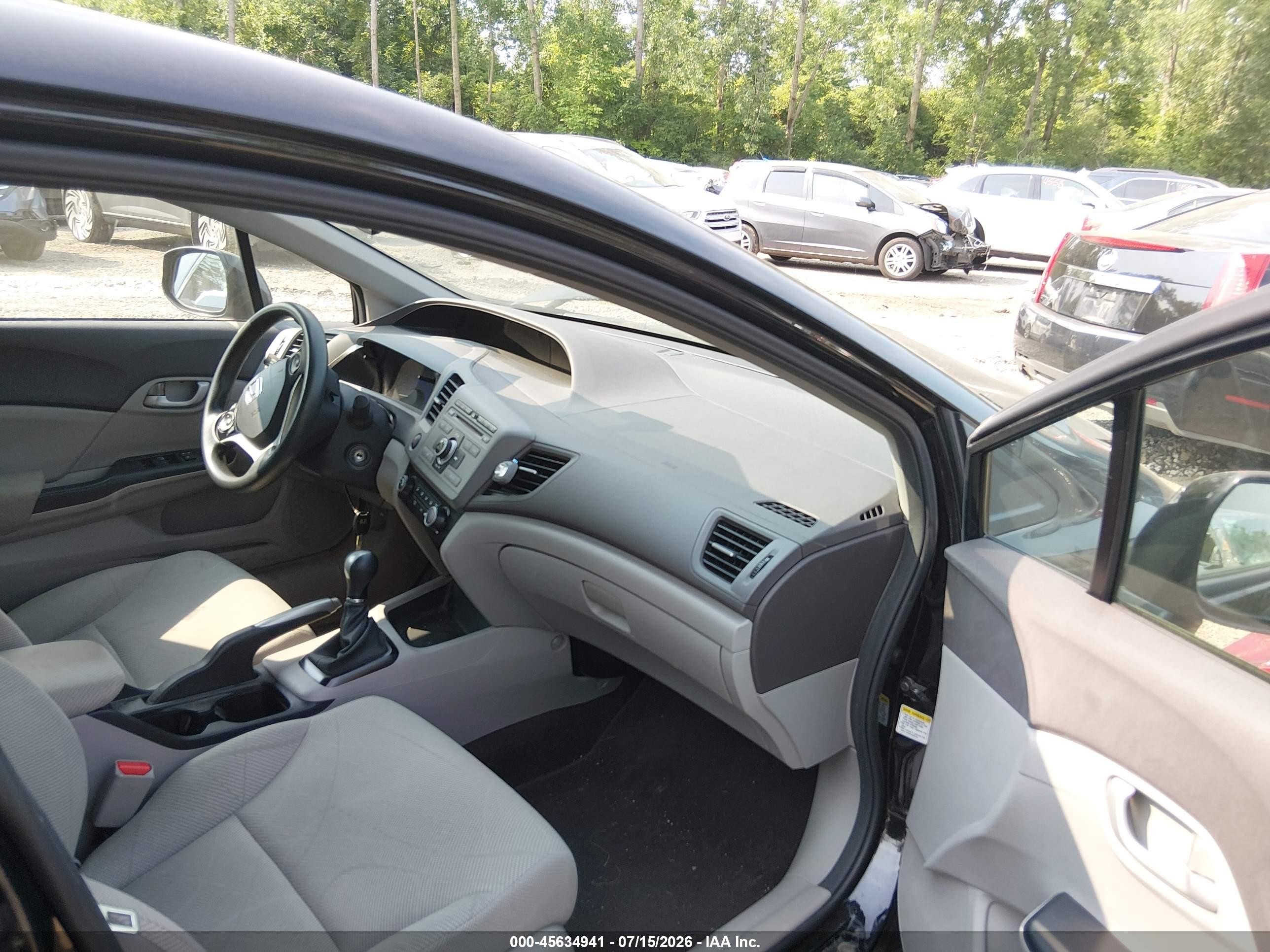 2012 Honda Civic Lx Black vin: 19XFB2E59CE002278