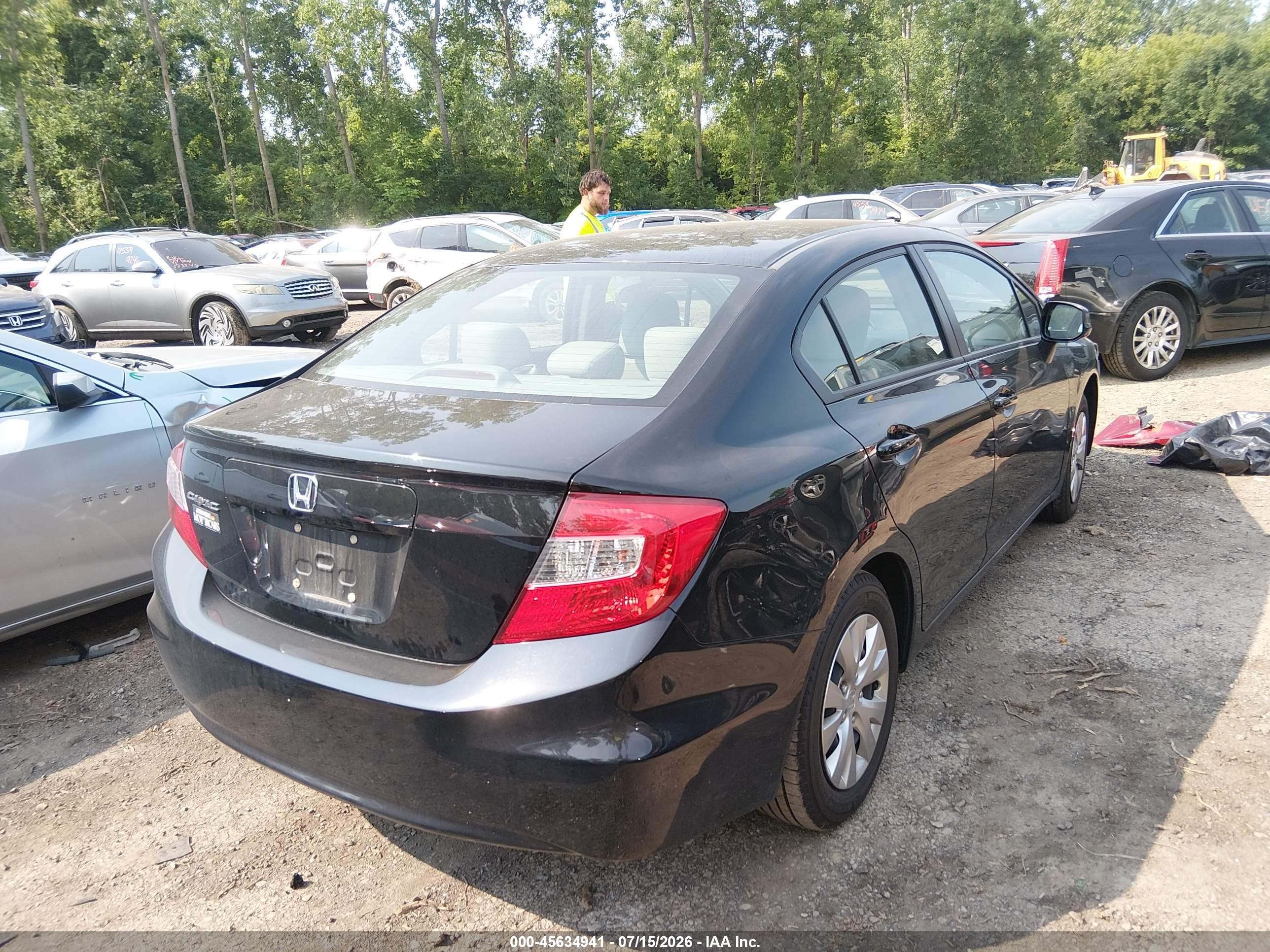 2012 Honda Civic Lx Black vin: 19XFB2E59CE002278