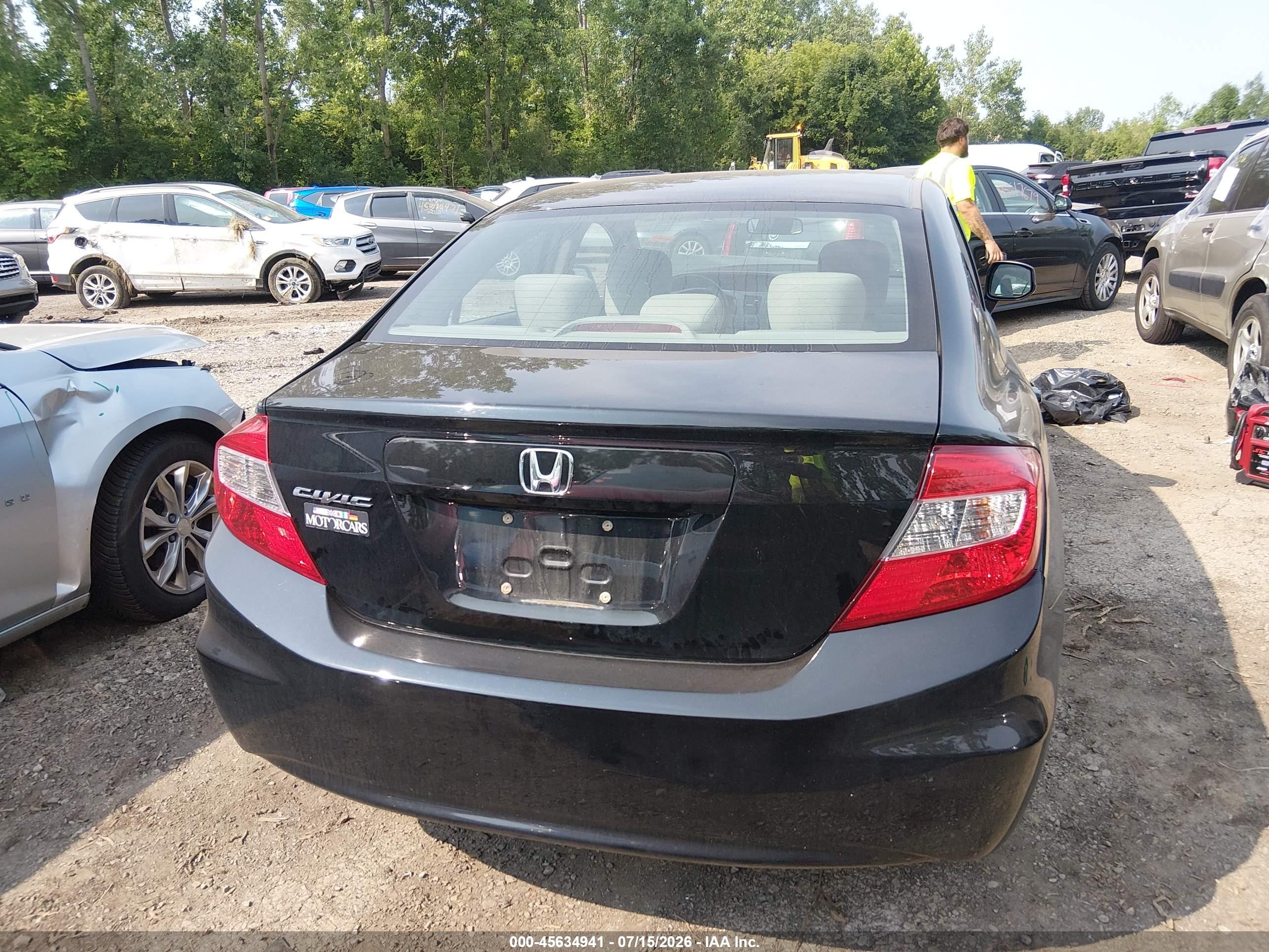 2012 Honda Civic Lx Black vin: 19XFB2E59CE002278