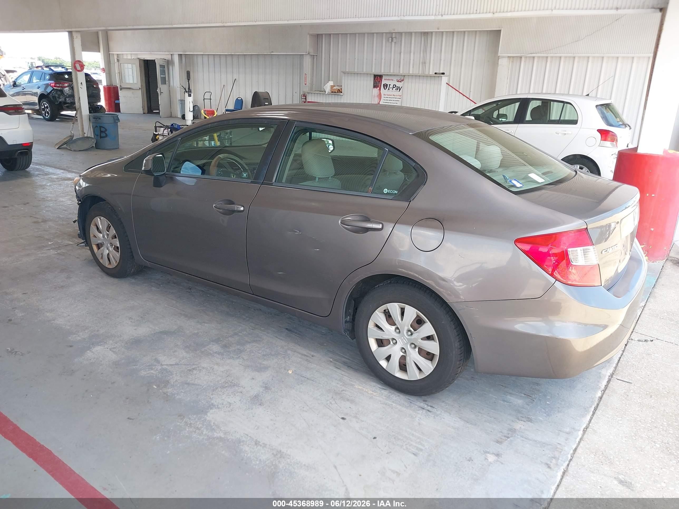 2012 Honda Civic Lx Brown vin: 19XFB2F50CE021297