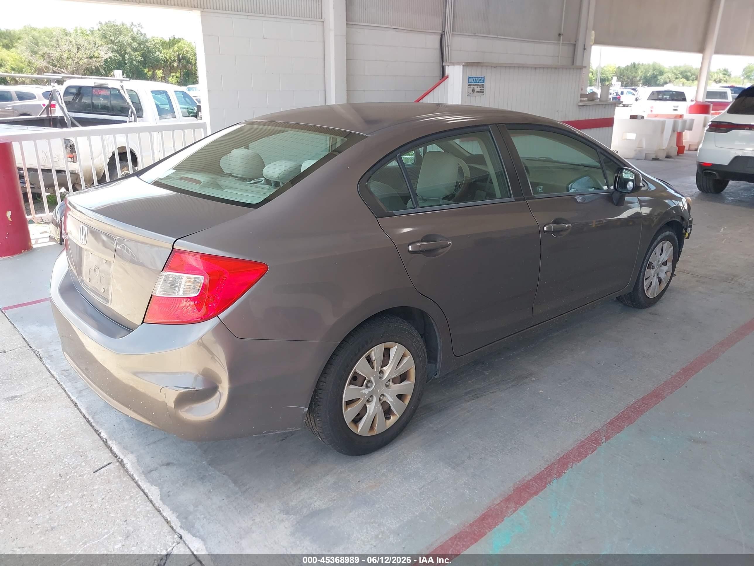 2012 Honda Civic Lx Brown vin: 19XFB2F50CE021297
