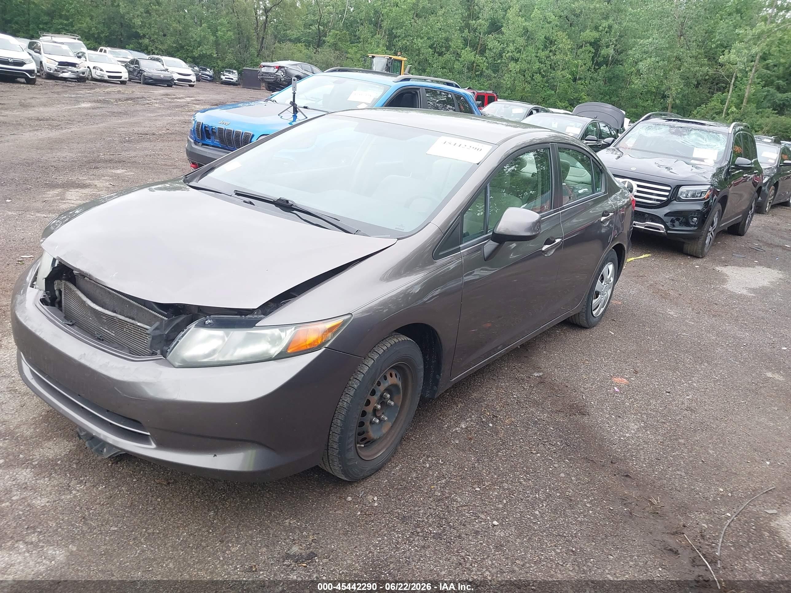 2012 Honda Civic Lx Gray vin: 19XFB2F50CE038889