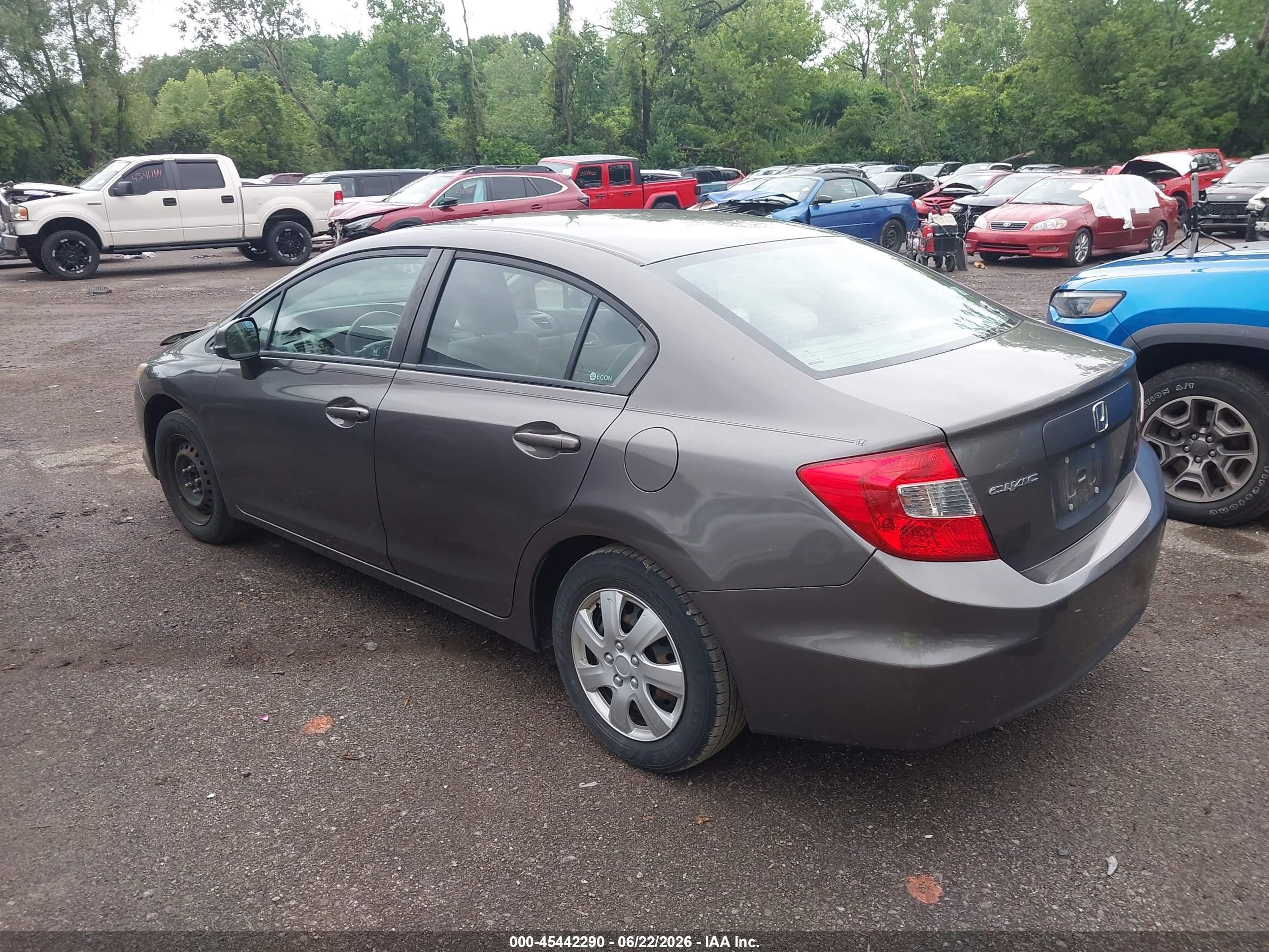 2012 Honda Civic Lx Gray vin: 19XFB2F50CE038889