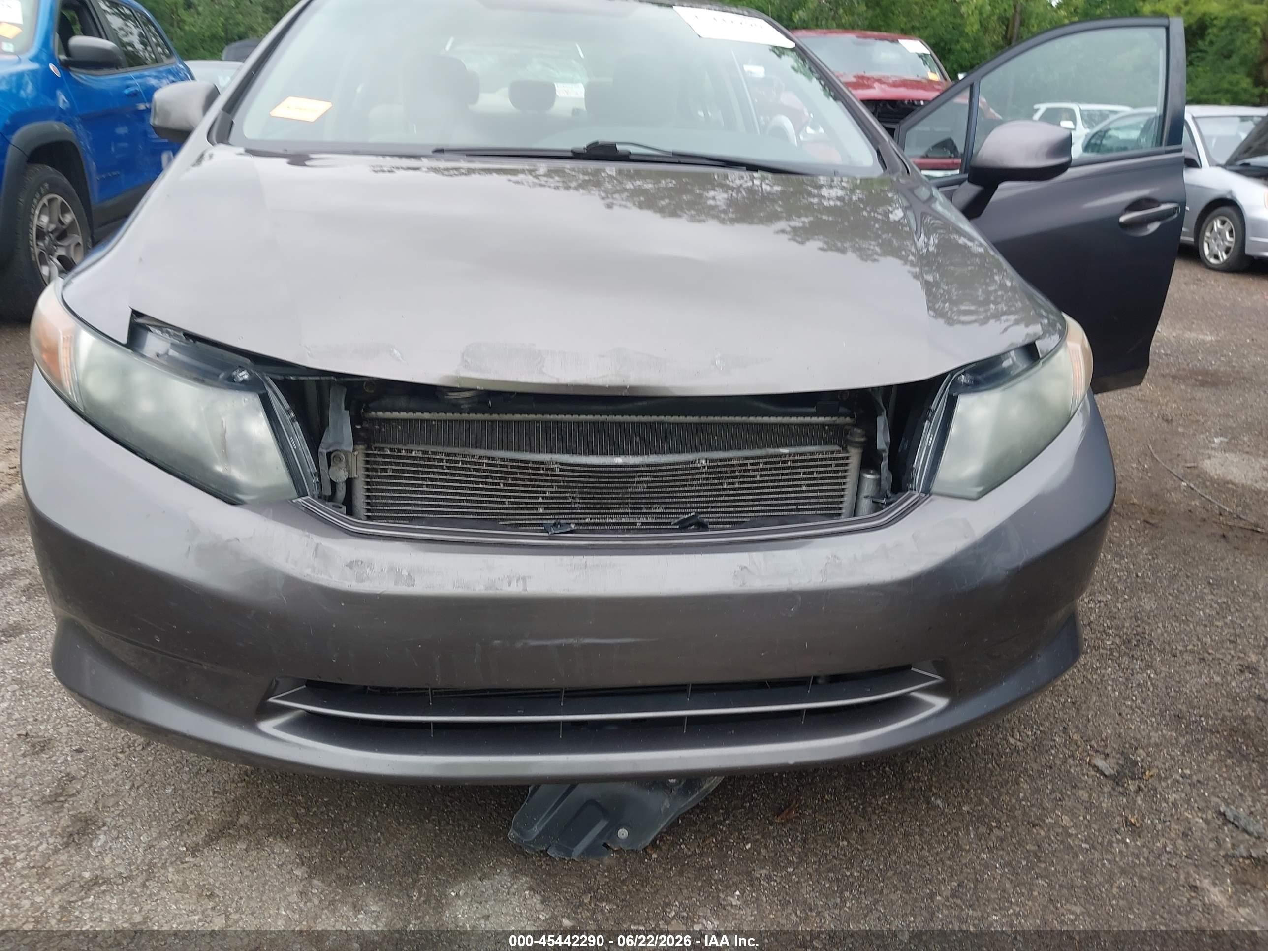 2012 Honda Civic Lx Gray vin: 19XFB2F50CE038889