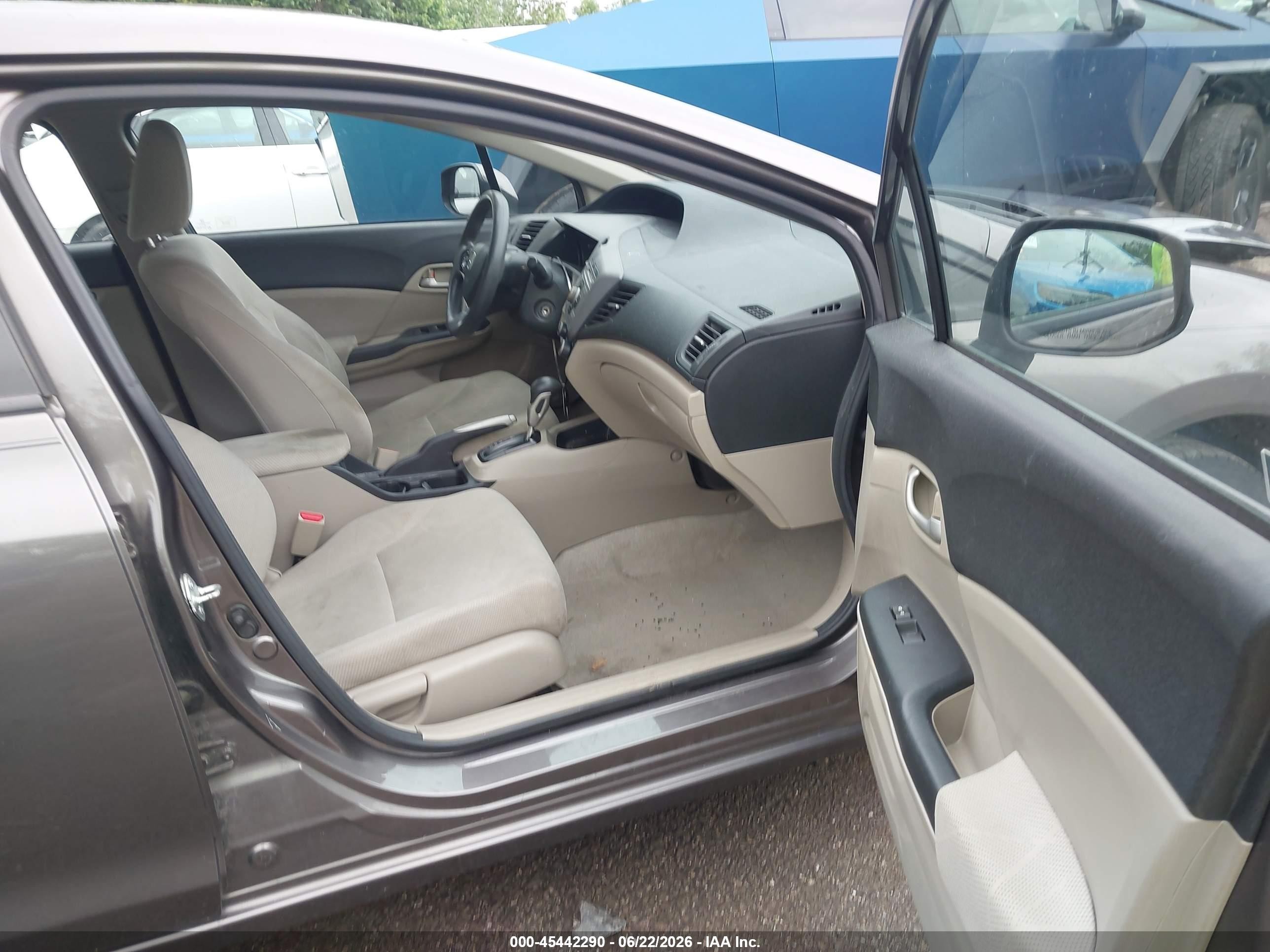 2012 Honda Civic Lx Gray vin: 19XFB2F50CE038889