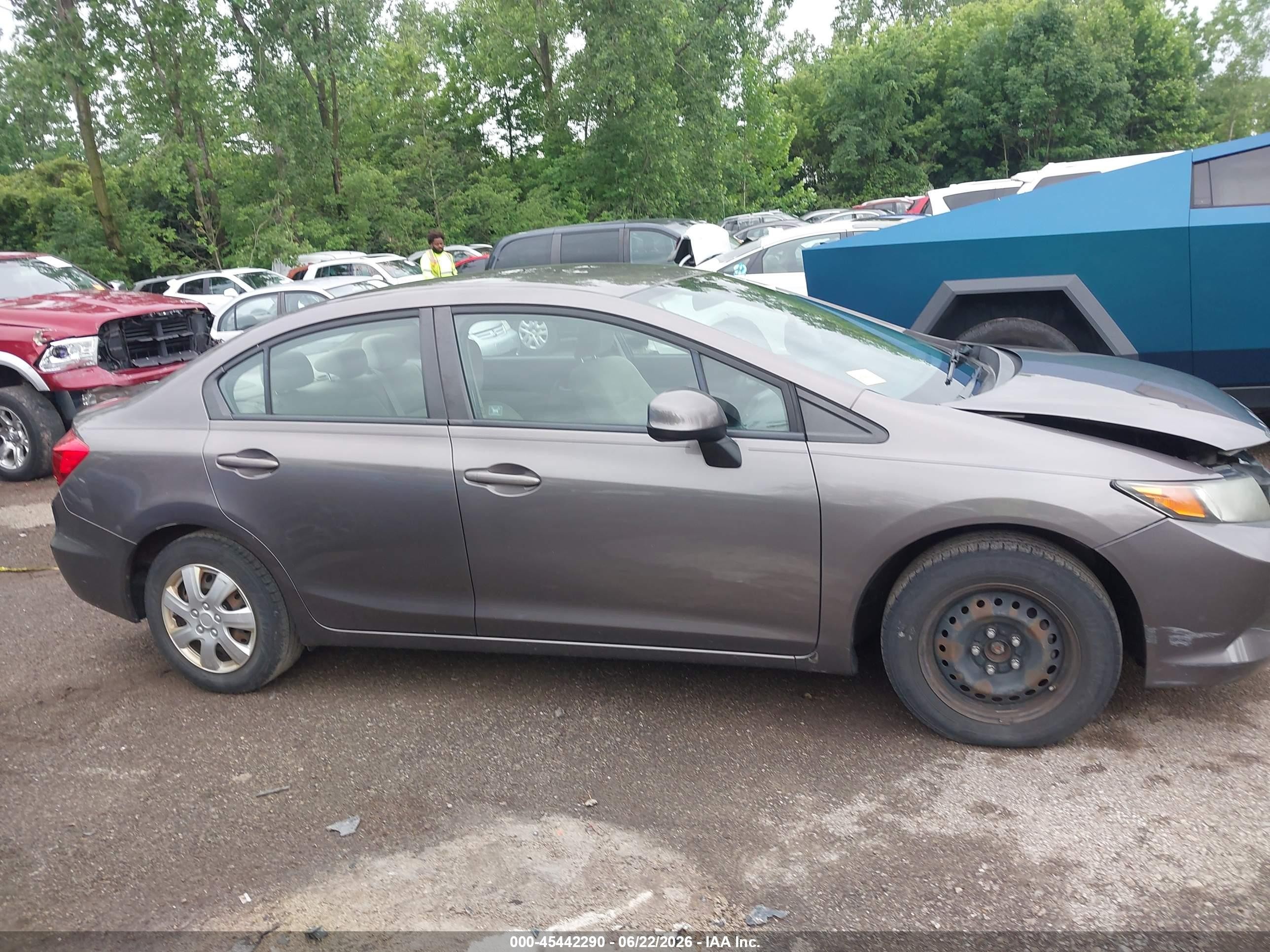 2012 Honda Civic Lx Gray vin: 19XFB2F50CE038889