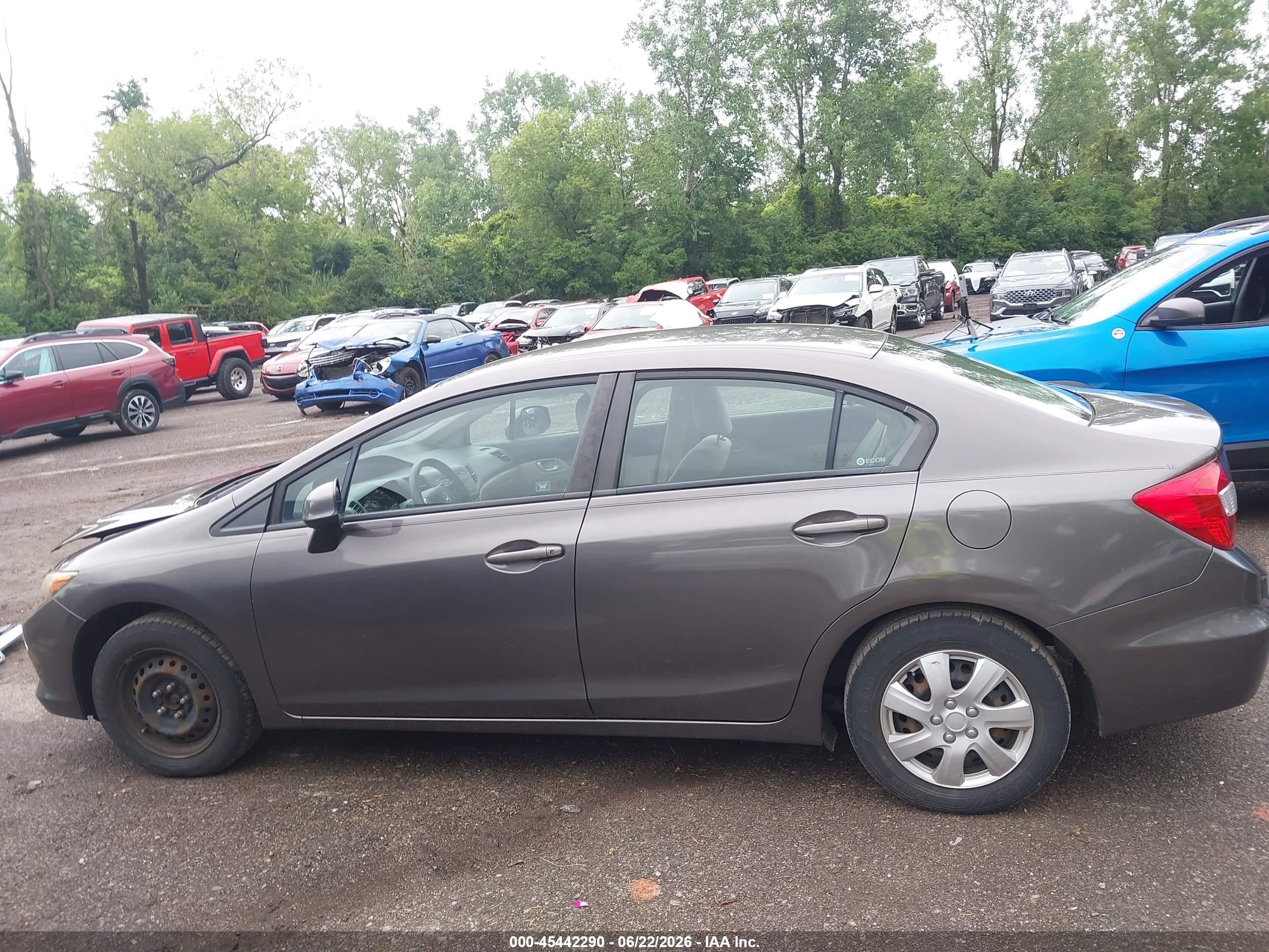 2012 Honda Civic Lx Gray vin: 19XFB2F50CE038889