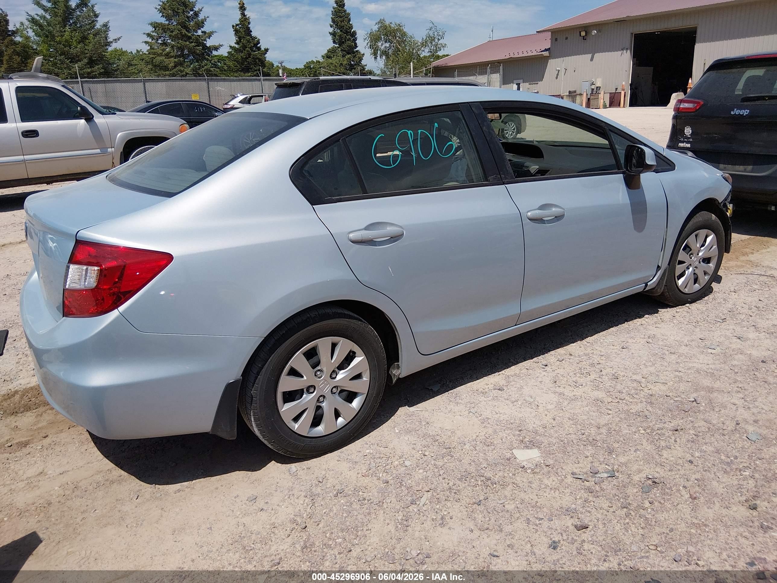 2012 Honda Civic Lx Light Blue vin: 19XFB2F50CE043610