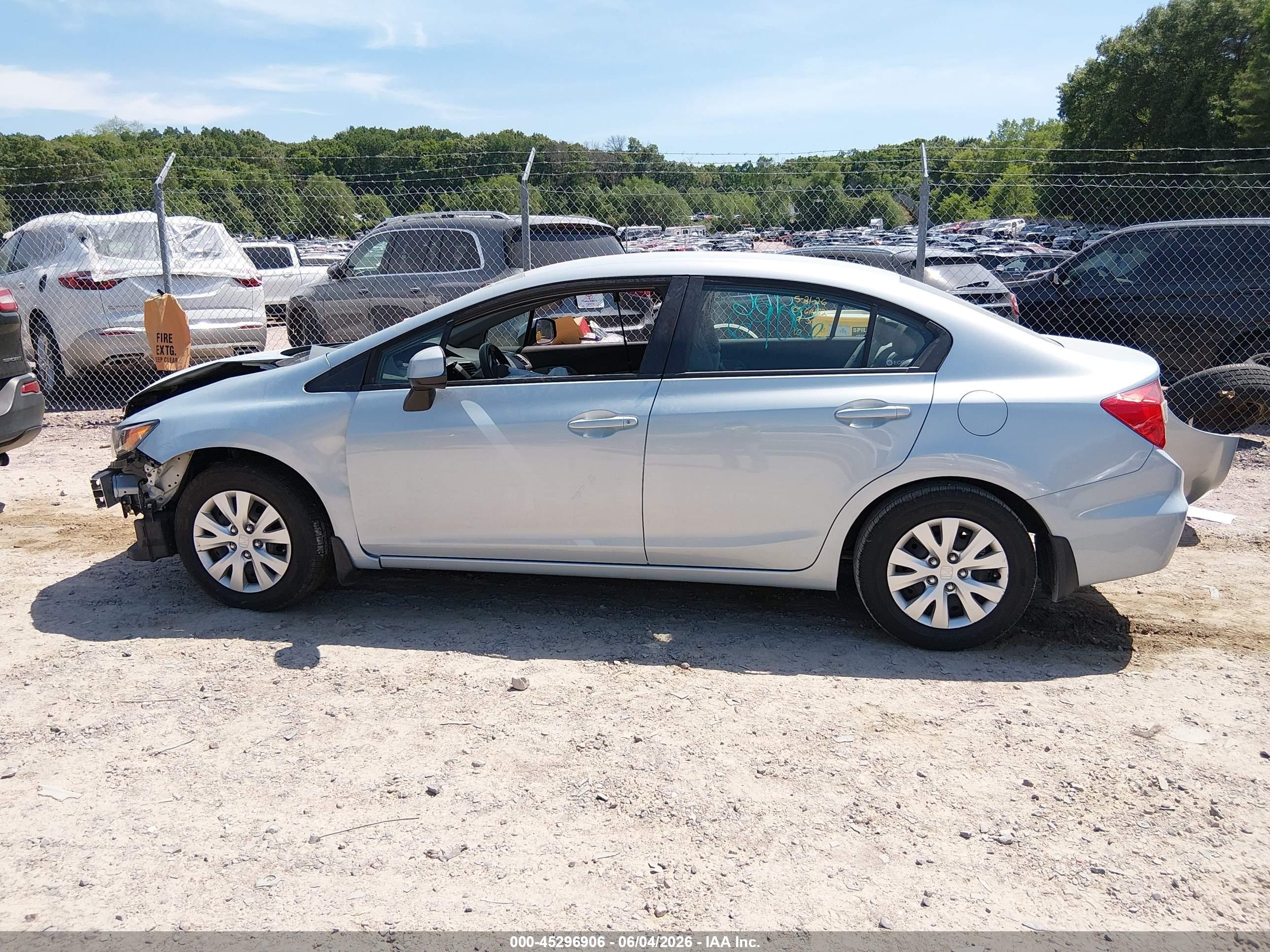 2012 Honda Civic Lx Light Blue vin: 19XFB2F50CE043610