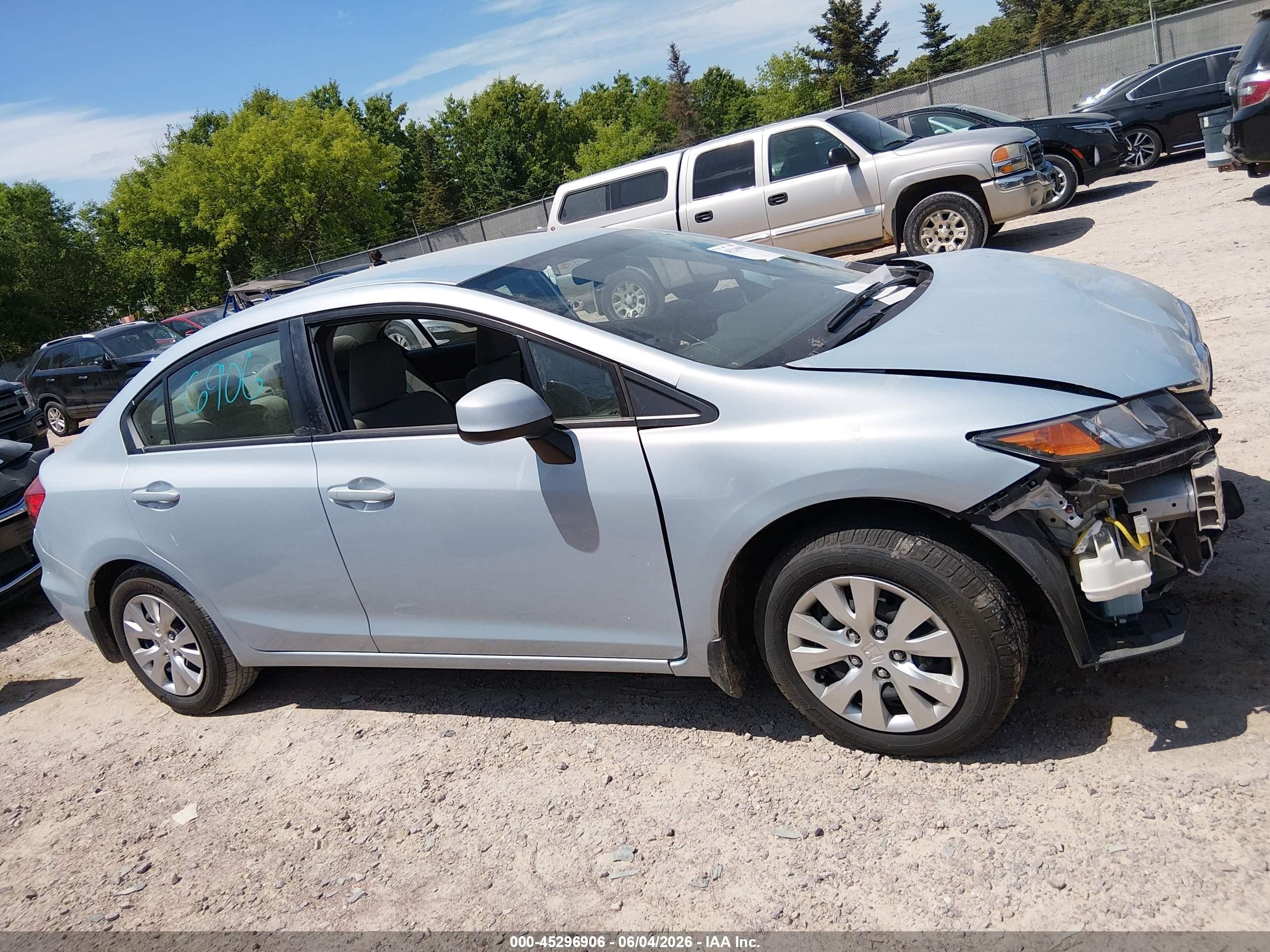 2012 Honda Civic Lx Light Blue vin: 19XFB2F50CE043610