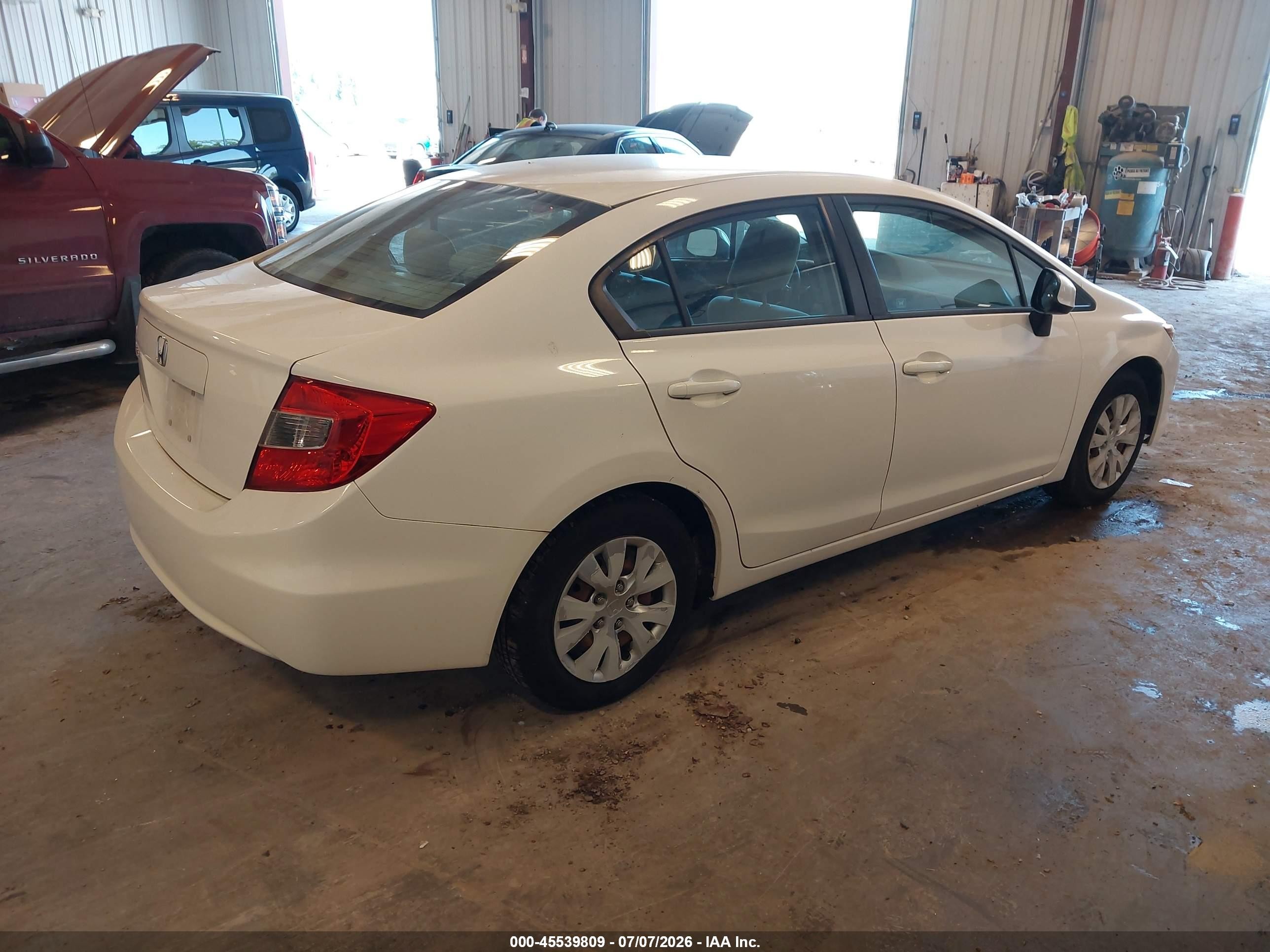 2012 Honda Civic Lx White vin: 19XFB2F50CE053103