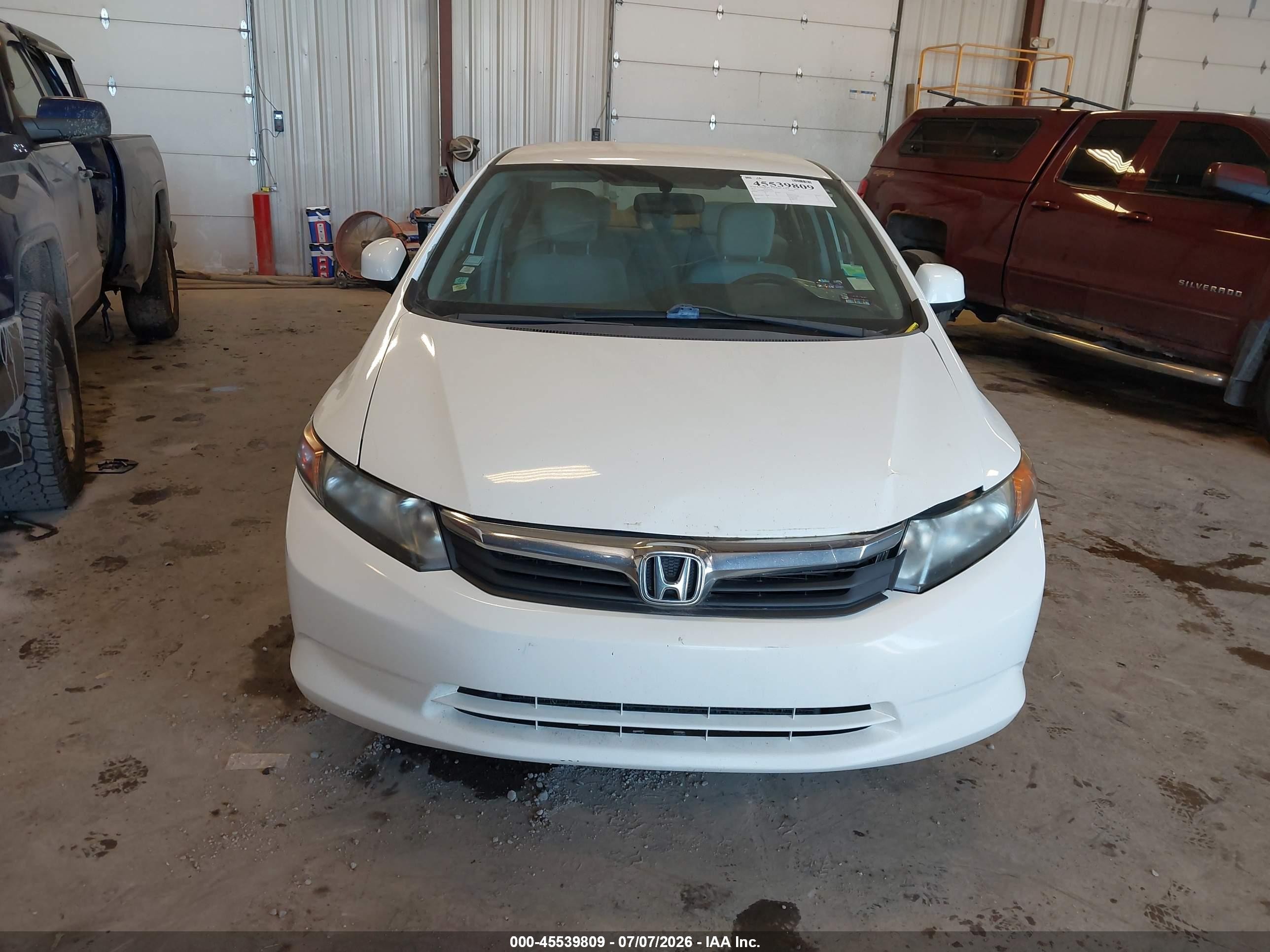 2012 Honda Civic Lx White vin: 19XFB2F50CE053103