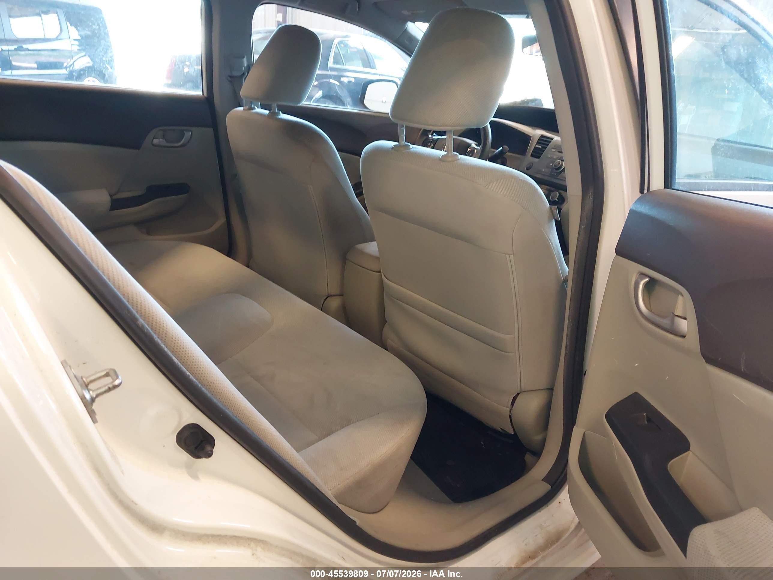 2012 Honda Civic Lx White vin: 19XFB2F50CE053103