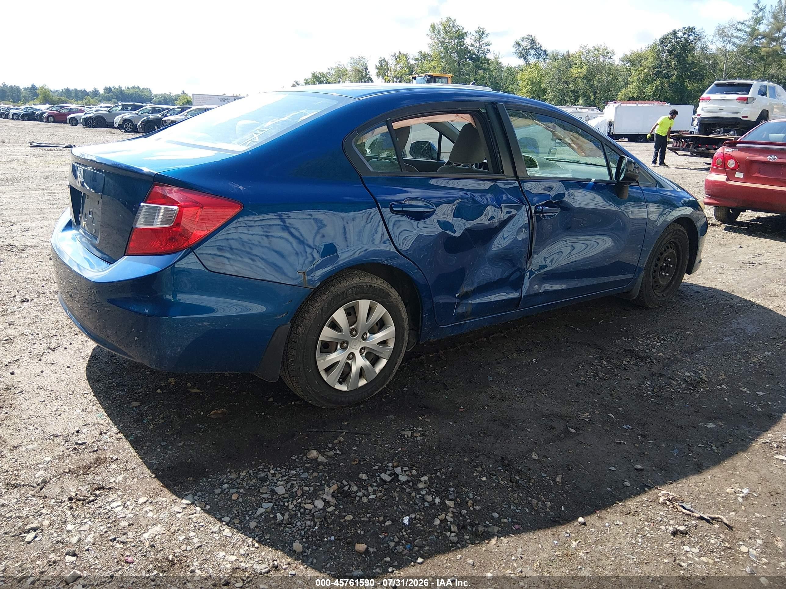 2012 Honda Civic Lx Blue vin: 19XFB2F50CE061914