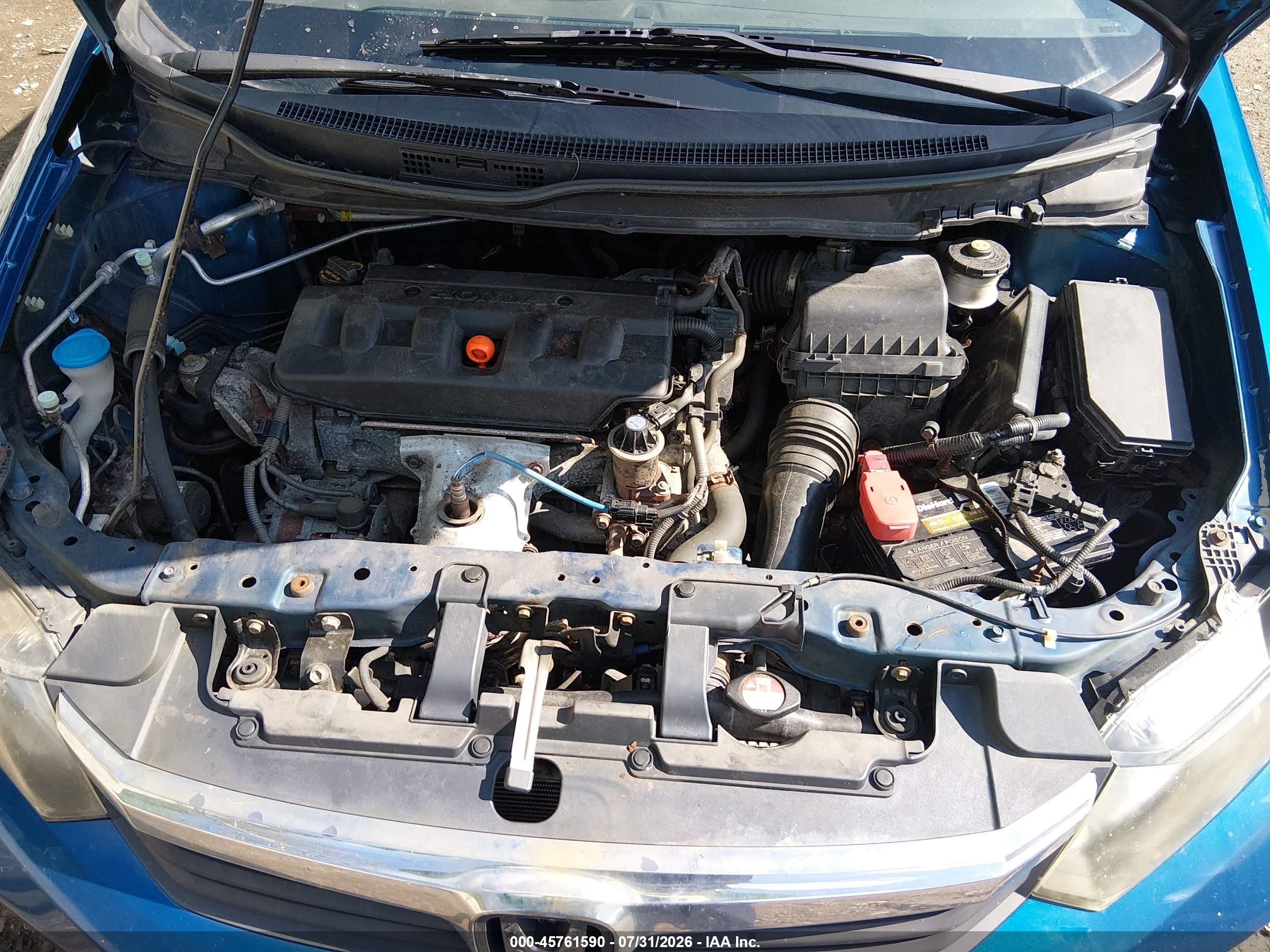 2012 Honda Civic Lx Blue vin: 19XFB2F50CE061914