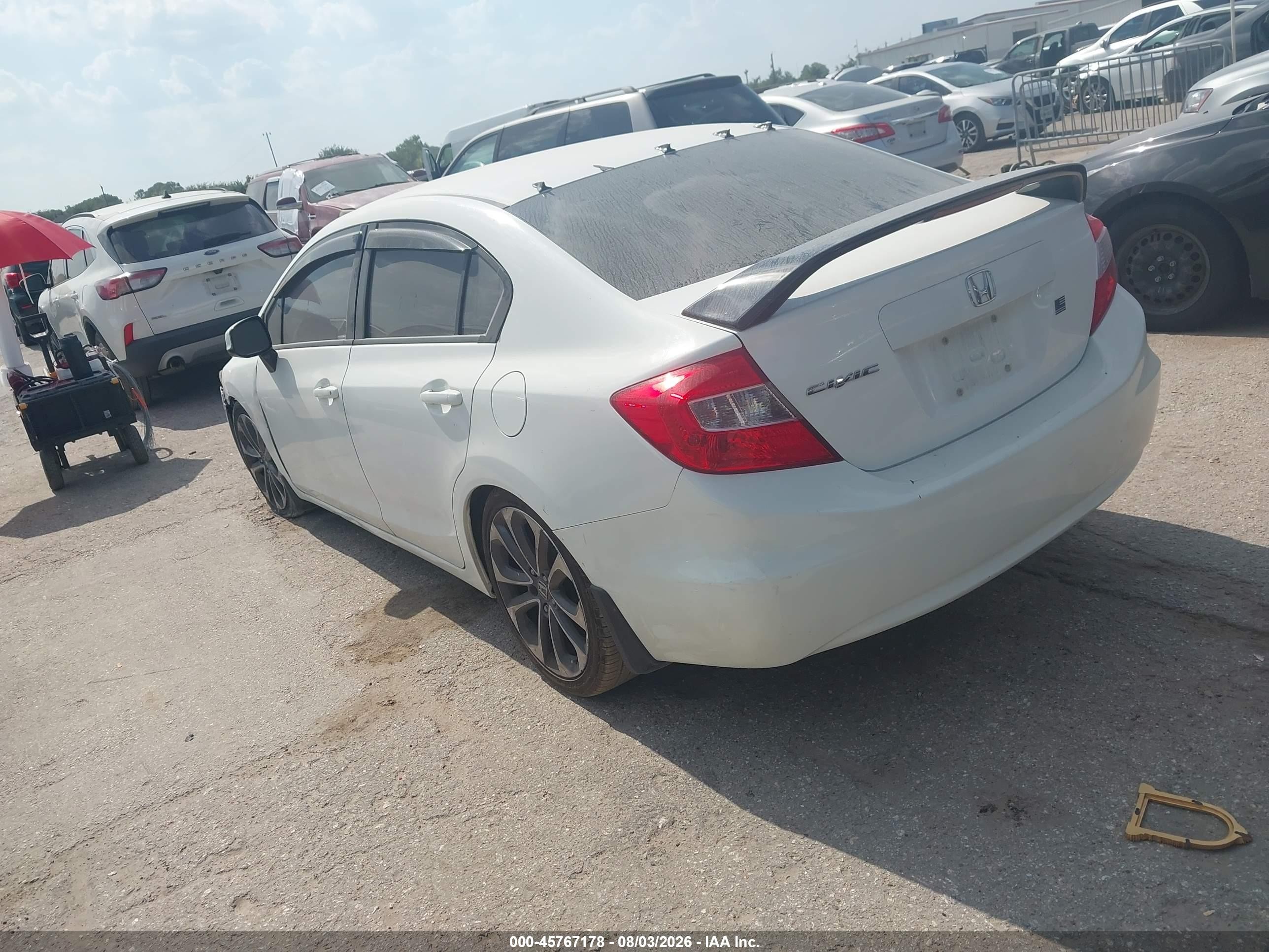 2012 Honda Civic Lx White vin: 19XFB2F50CE063579