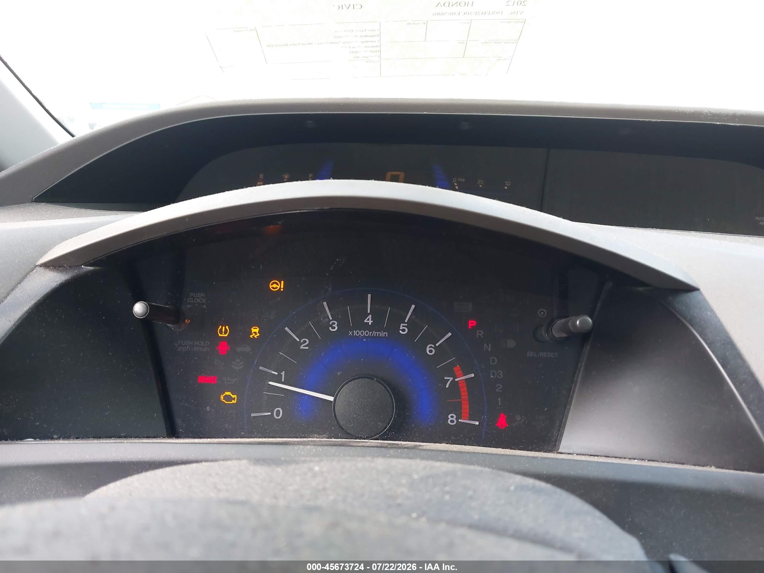 2012 Honda Civic Lx Silver vin: 19XFB2F50CE065686