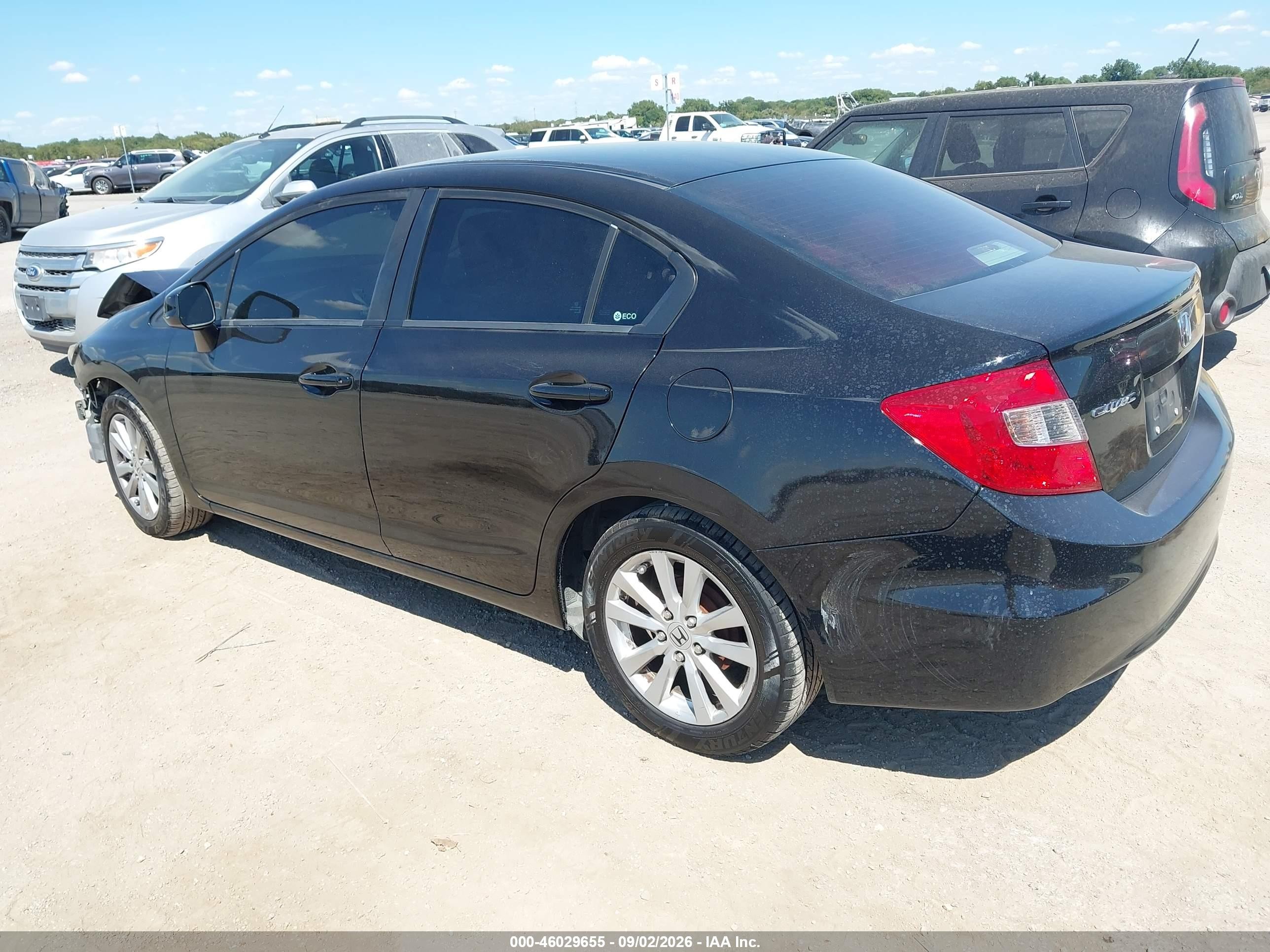2012 Honda Civic Lx Black vin: 19XFB2F50CE078146