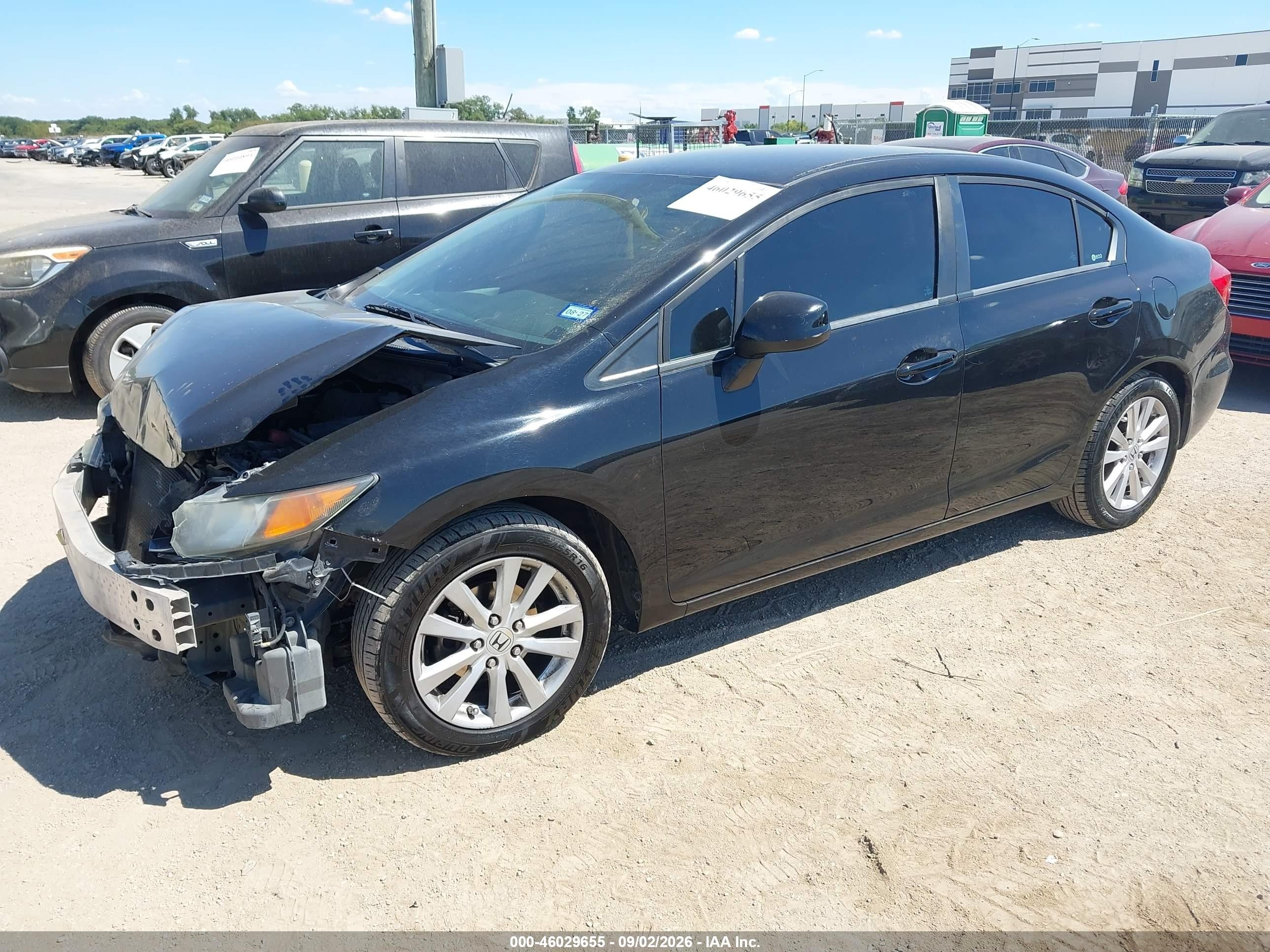 2012 Honda Civic Lx Black vin: 19XFB2F50CE078146