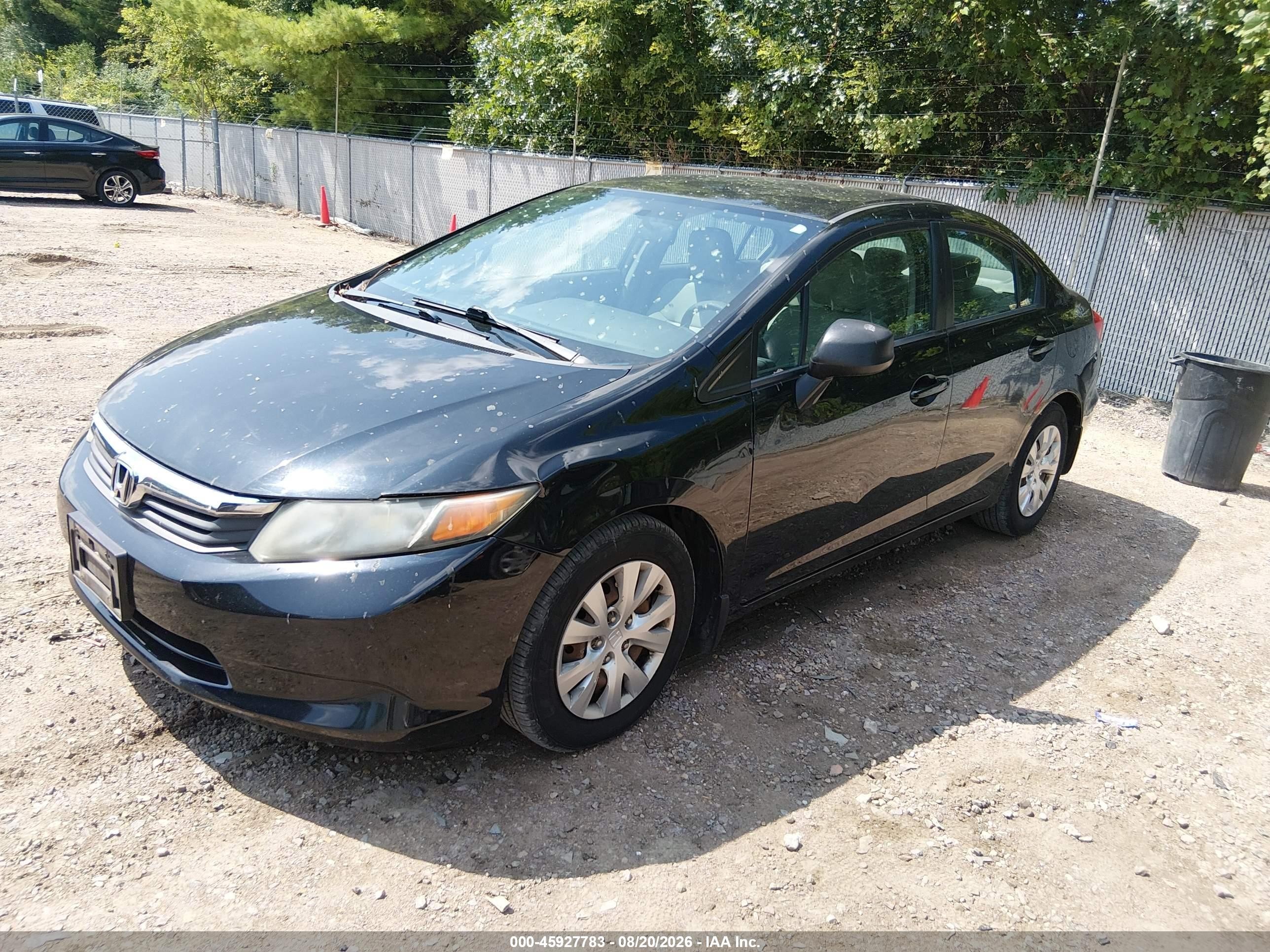 2012 Honda Civic Lx Black vin: 19XFB2F50CE078843