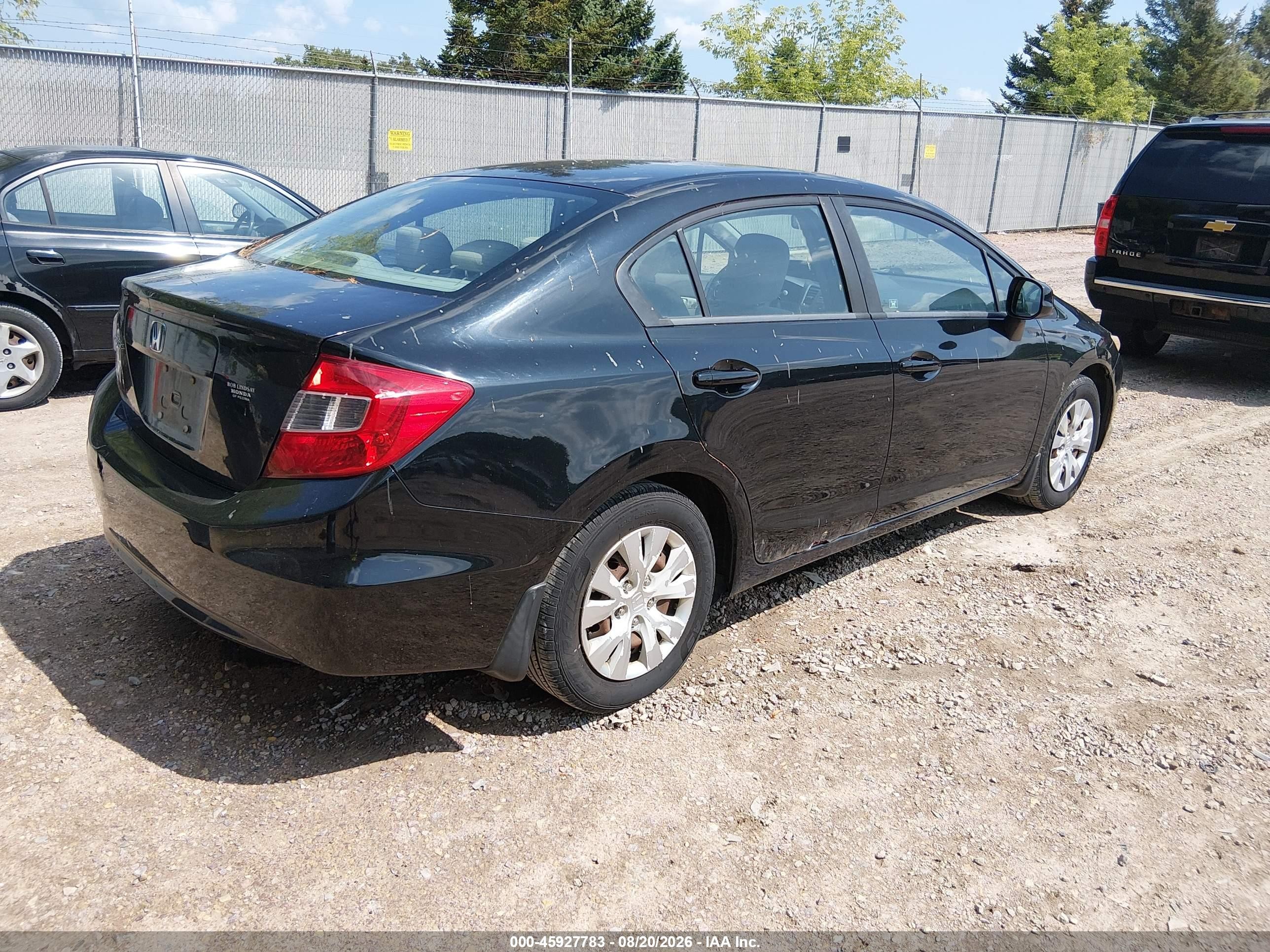 2012 Honda Civic Lx Black vin: 19XFB2F50CE078843