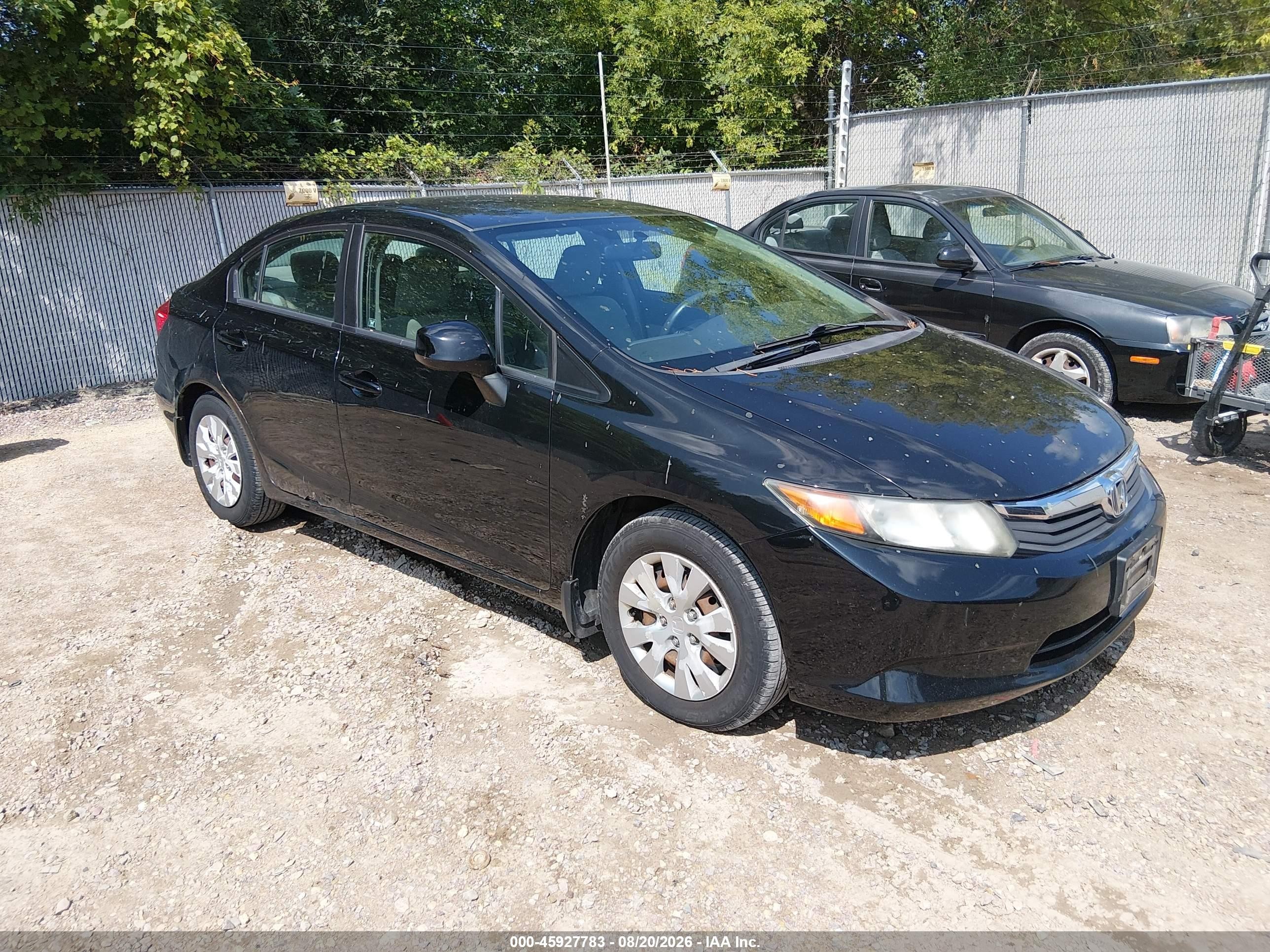 2012 Honda Civic Lx Black vin: 19XFB2F50CE078843